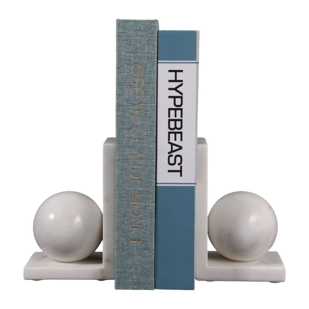 Margot Marble Modern Orb Bookends, 6 in.