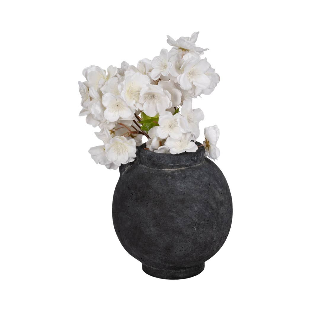 Brianna Bulbous Handle Vase - Black, 7 in.
