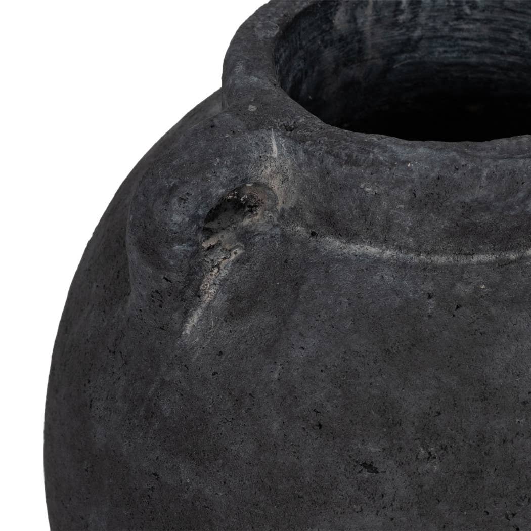 Brianna Bulbous Handle Vase - Black, 7 in.