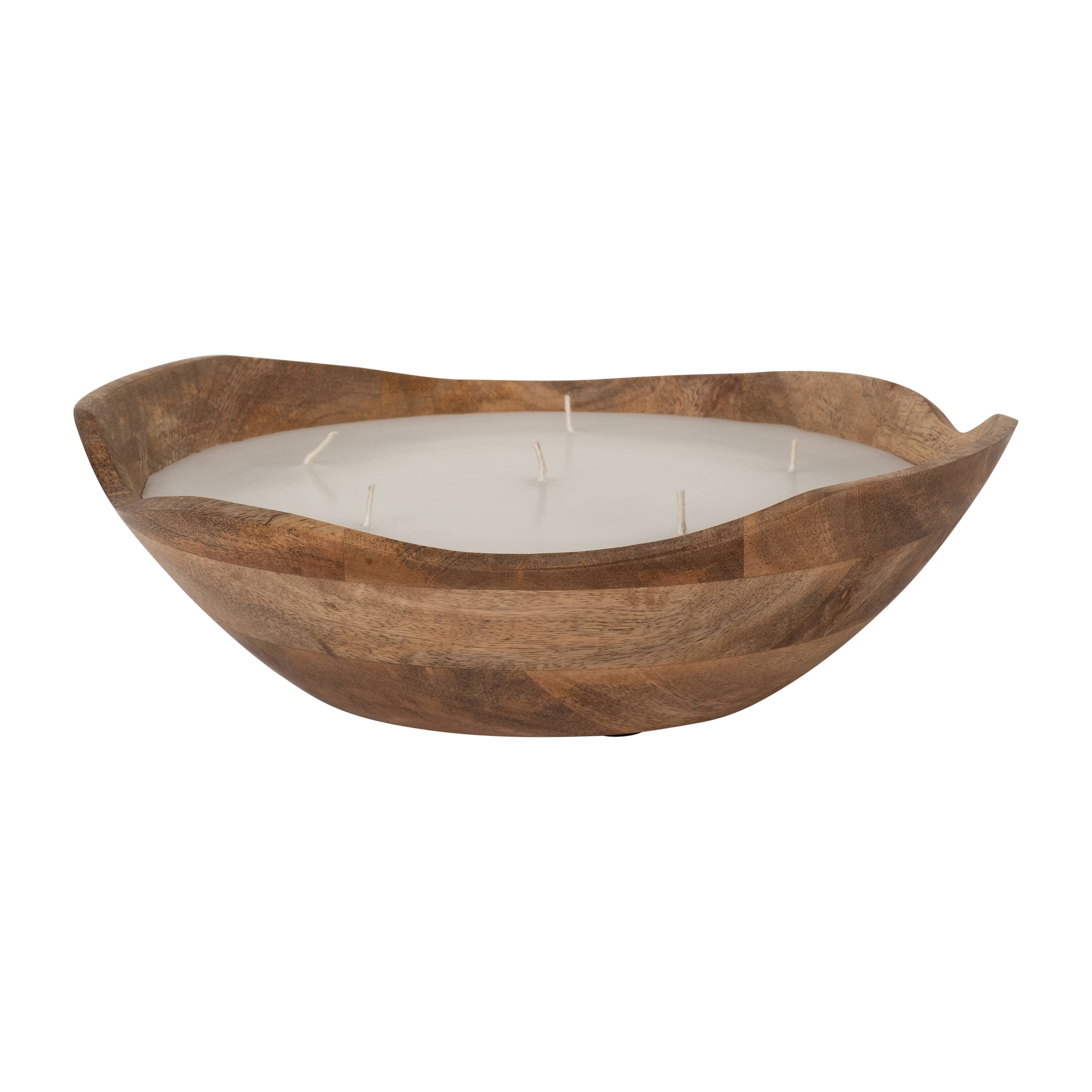 Bowl Candle - Brown Wood Wax Vanilla Scented Curvy, 14 Oz