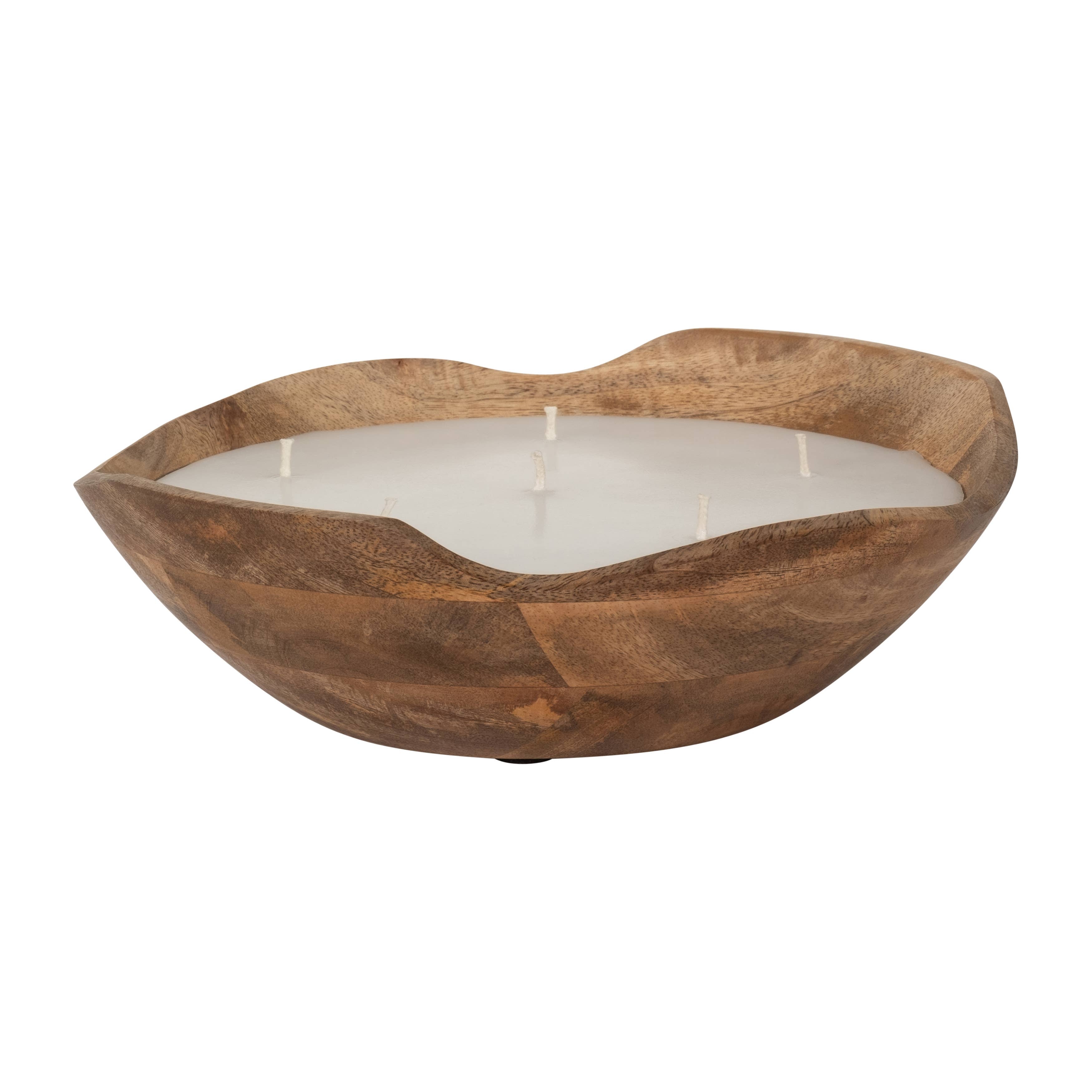 Bowl Candle - Brown Wood Wax Vanilla Scented Curvy, 14 Oz