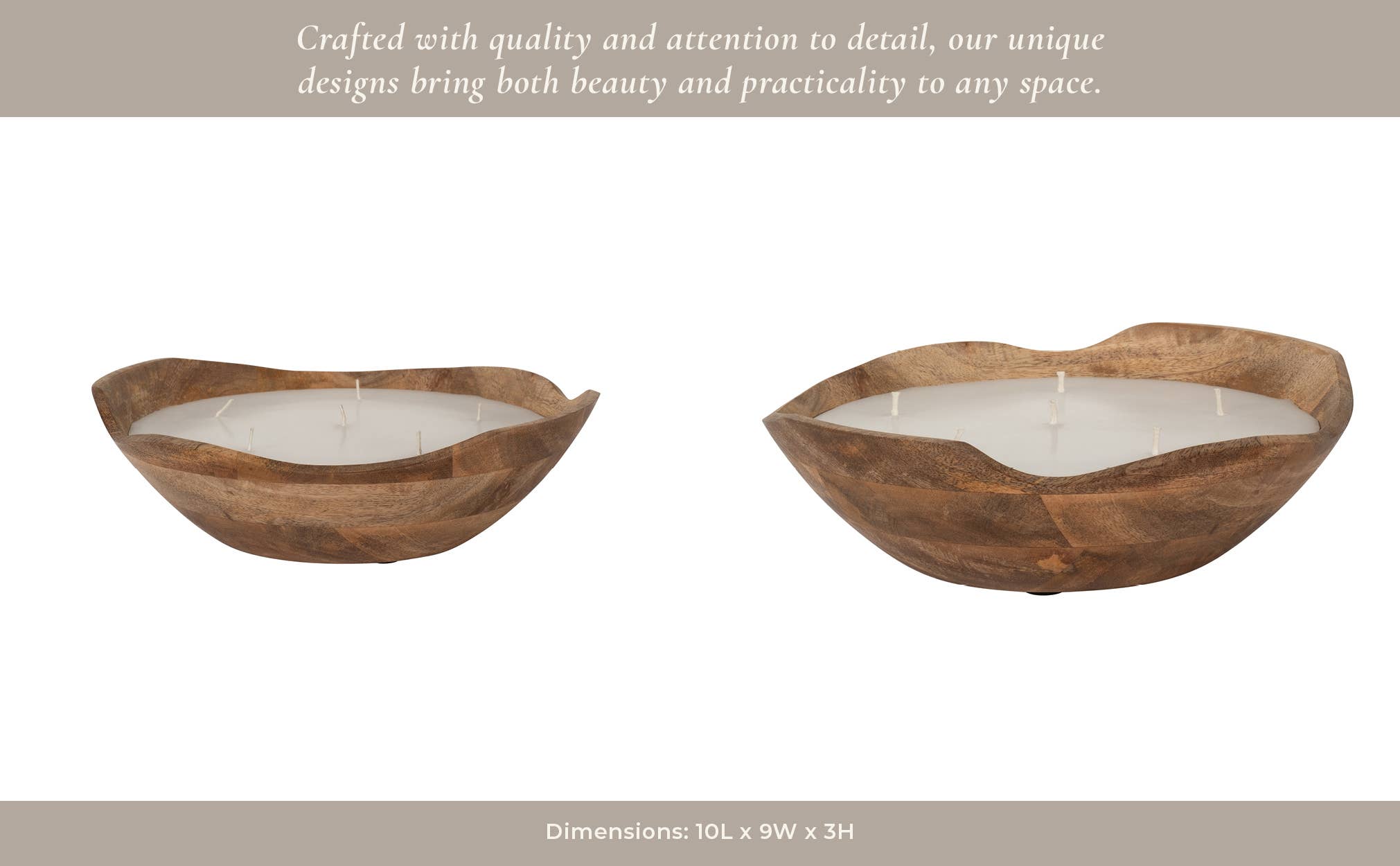 Bowl Candle - Brown Wood Wax Vanilla Scented Curvy, 14 Oz
