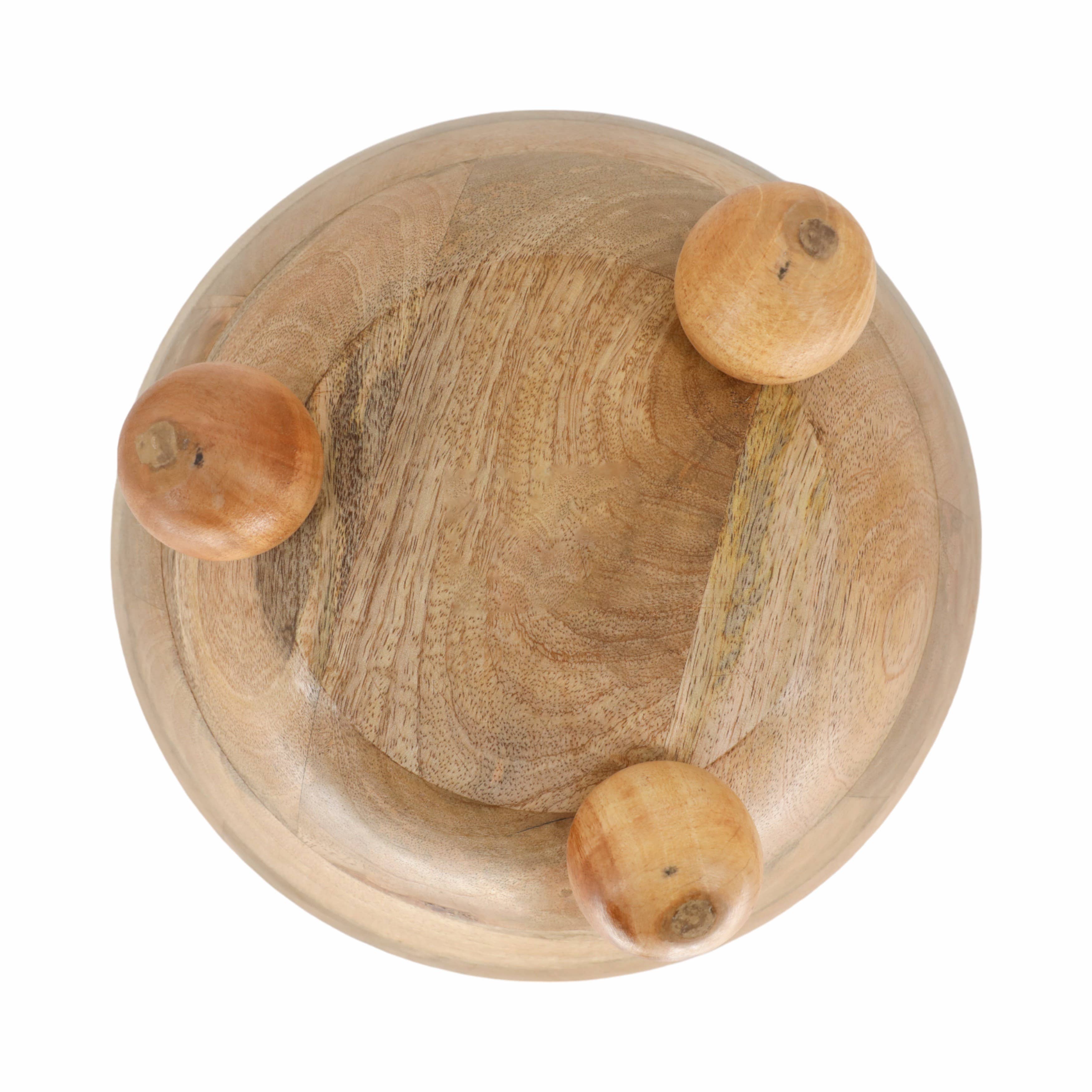 Mango Wood Bowl with Rounded Feet, 12"