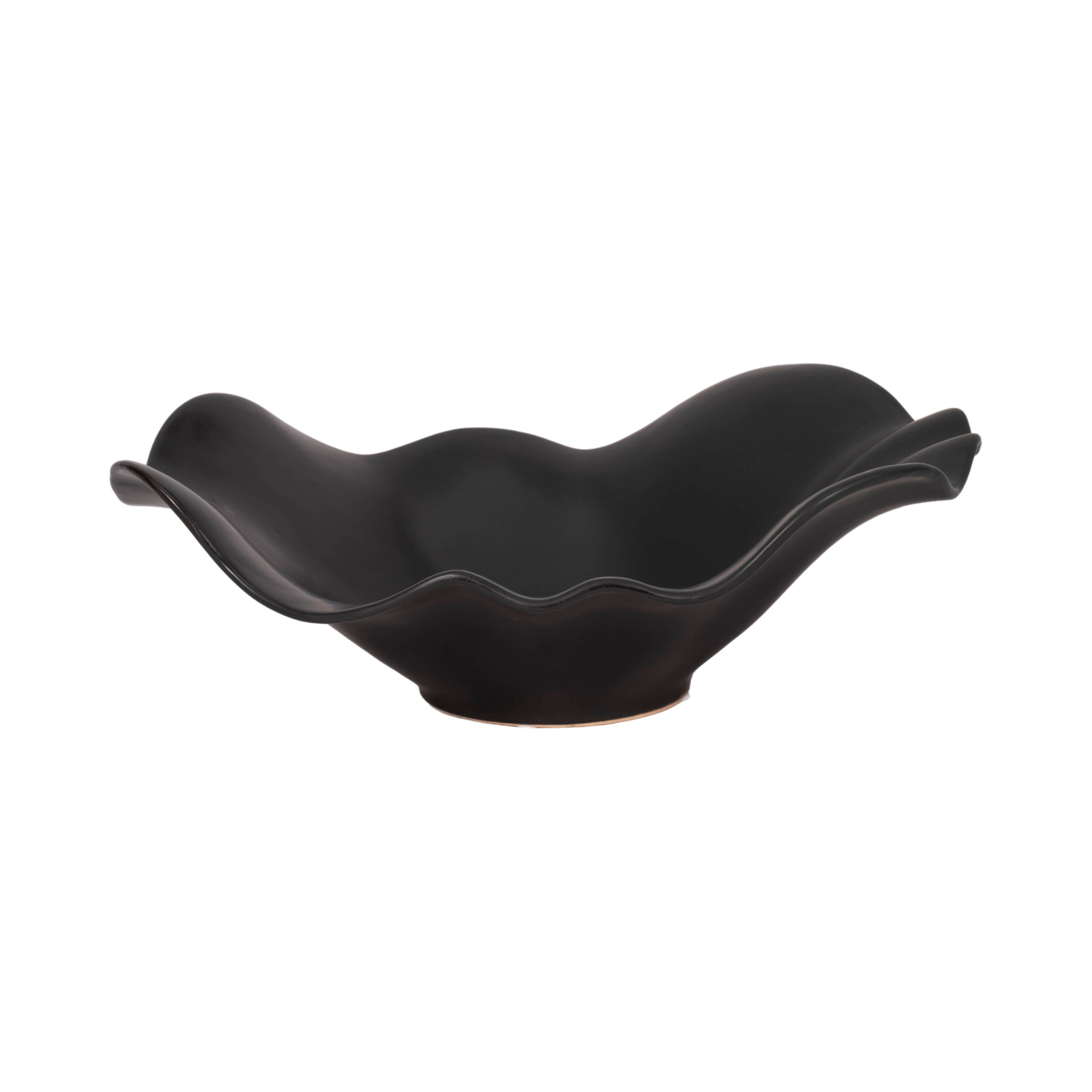 Katelyn Black Ruffled Edge Bowl, 18 in.