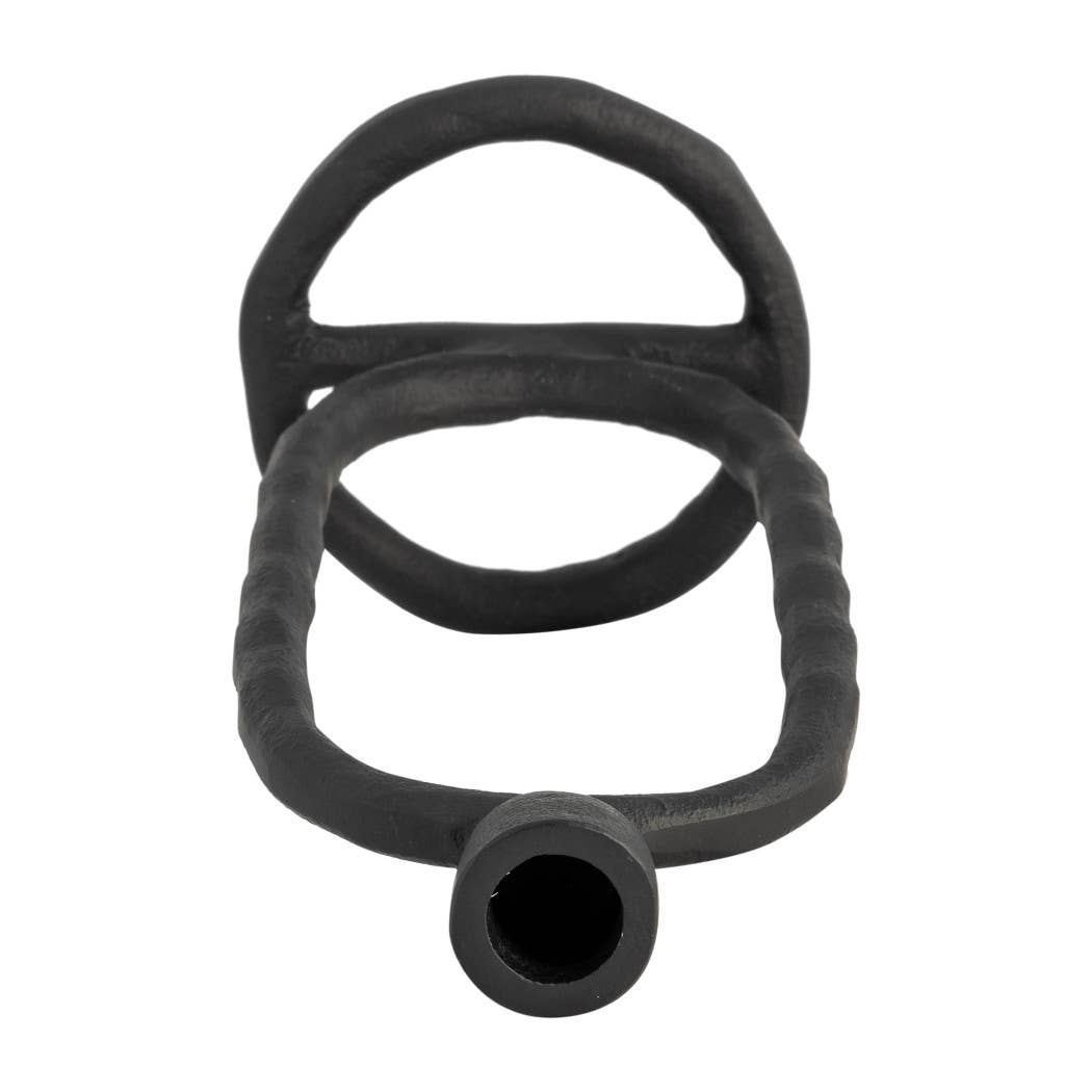 Metal Open Oval Base Taper Candle Holder - Black, 11 in.