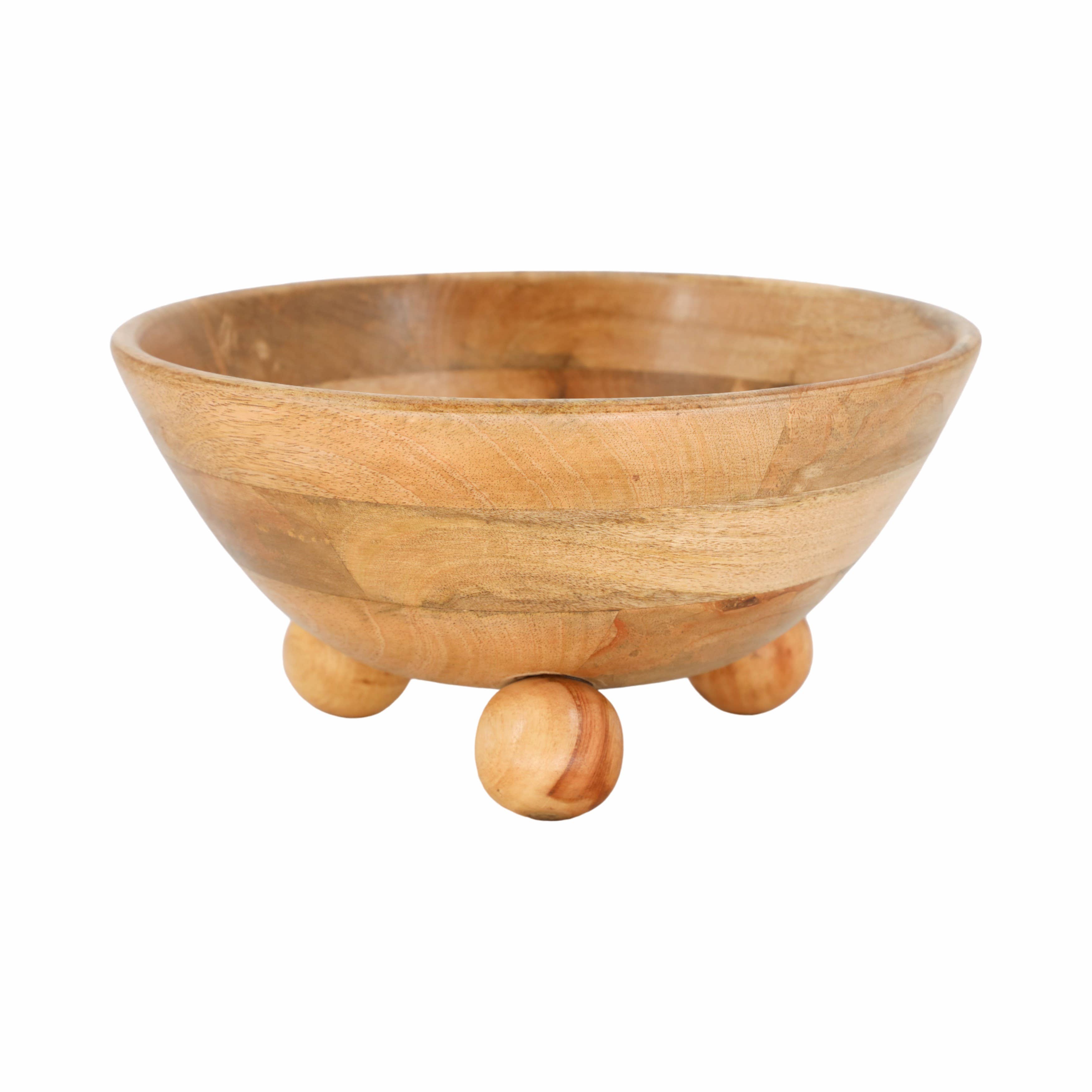 Mango Wood Bowl with Rounded Feet, 12"
