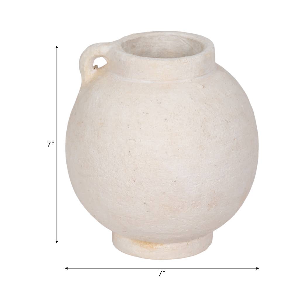 Brianna Bulbous Handle Jug - White, 7 in.