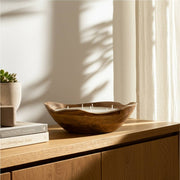 Bowl Candle - Brown Wood Wax Vanilla Scented Curvy, 14 Oz