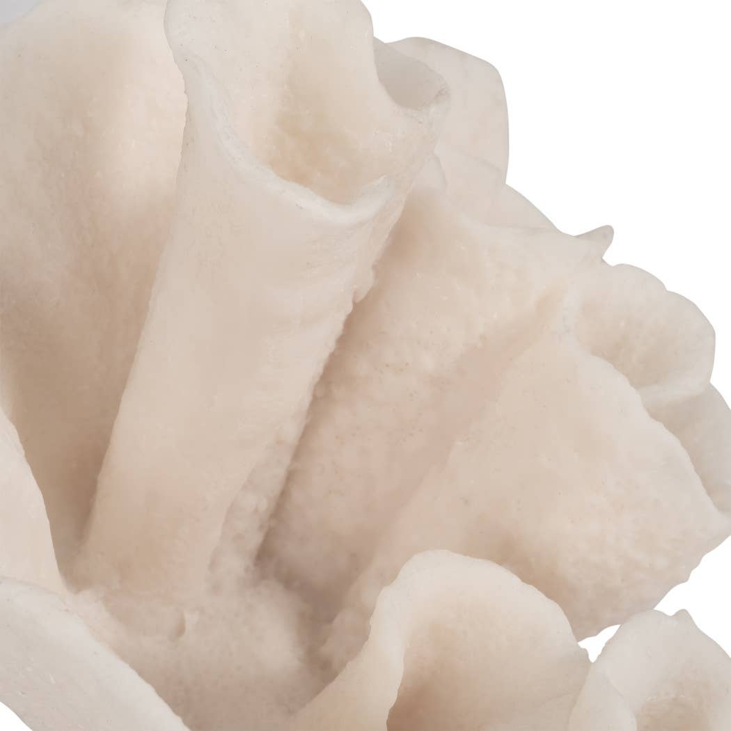 Ivory Resin Coastal Coral Figurine, 8"
