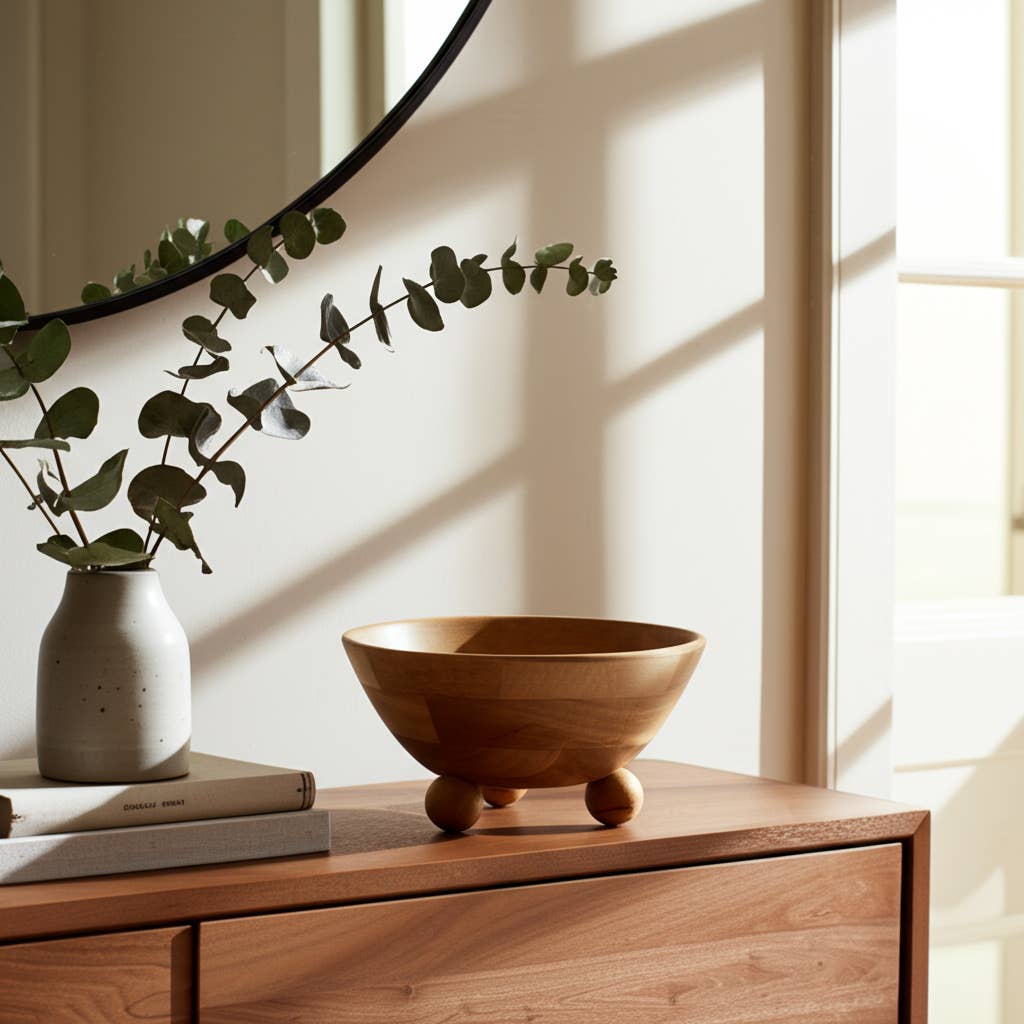 Mango Wood Bowl with Rounded Feet, 12"