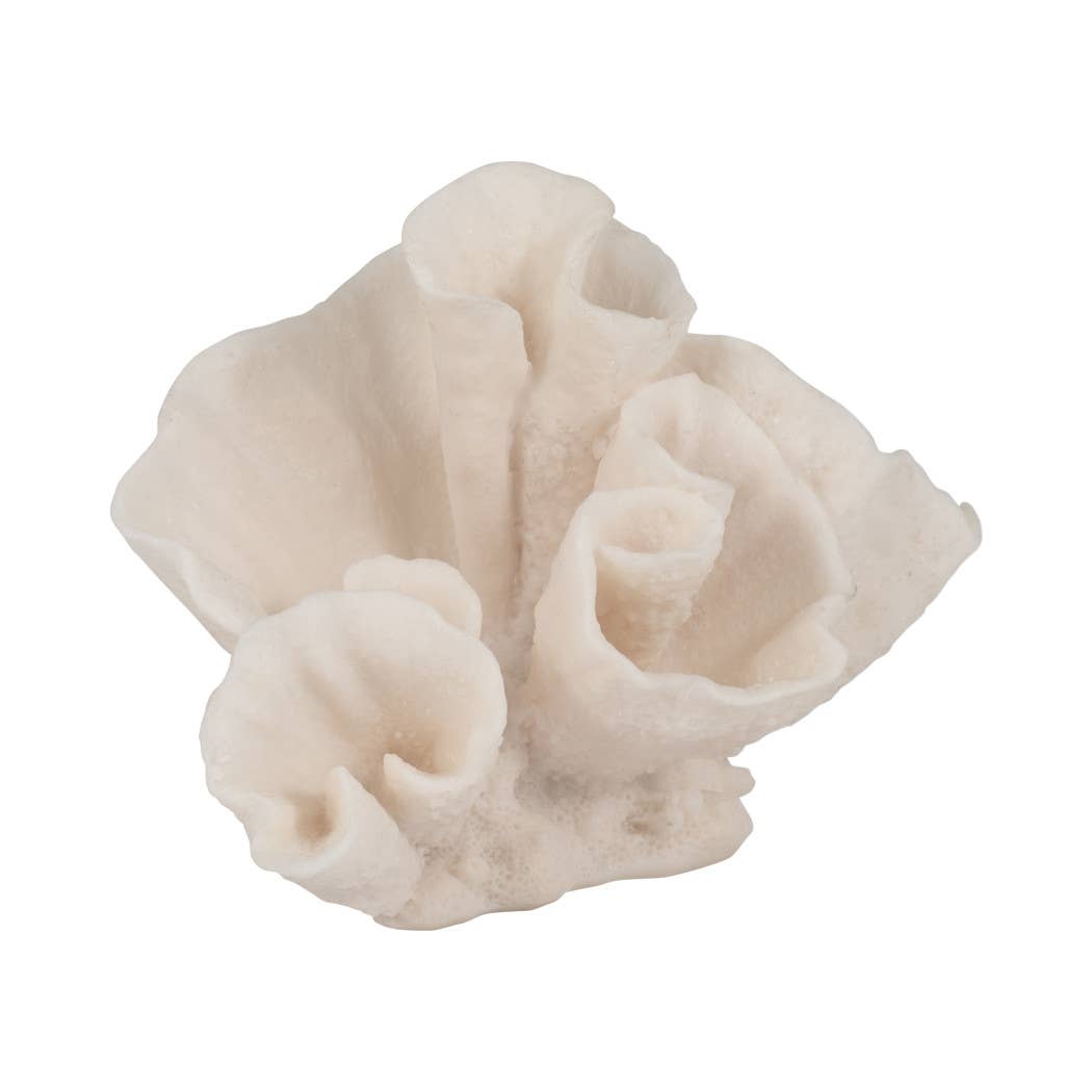Ivory Resin Coastal Coral Figurine, 8"