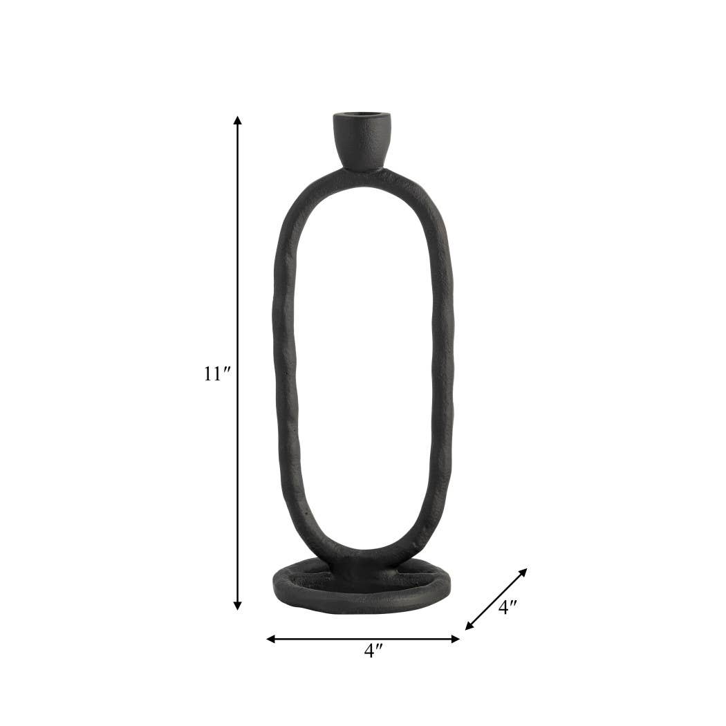 Metal Open Oval Base Taper Candle Holder - Black, 11 in.