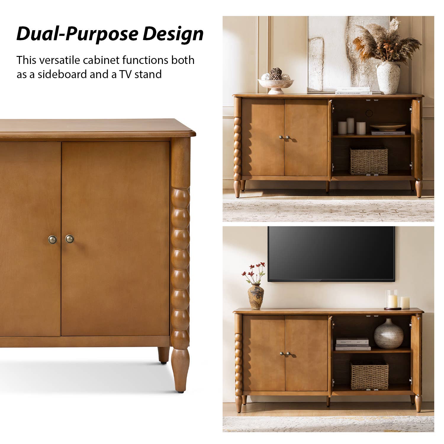 Alex 4-Door Sideboard: Teak