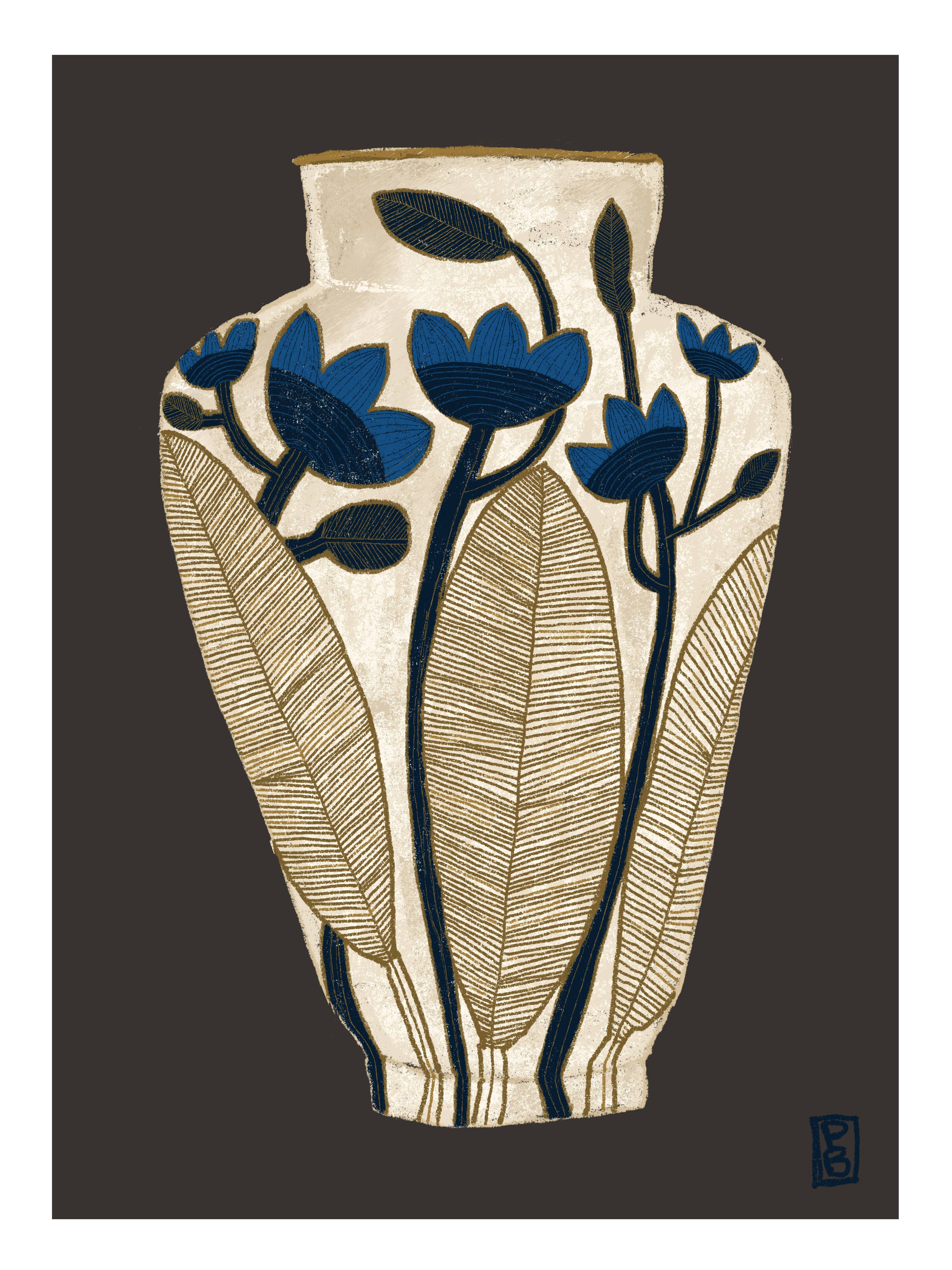 "Floral Vase", Giclée Fine Art Print: Dark Background / 11x14