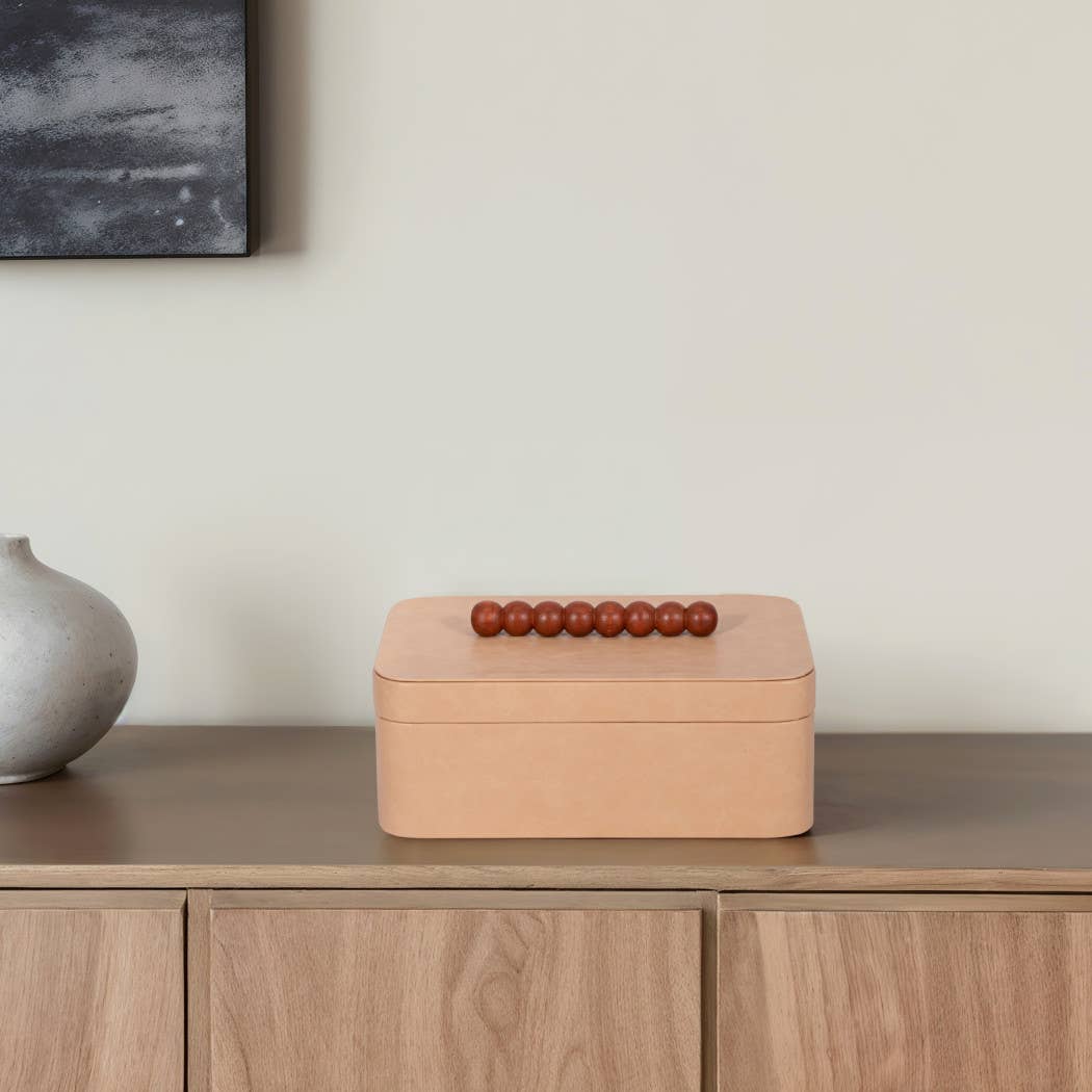 Greta Faux Leather Bead Handle Box, 11 in.