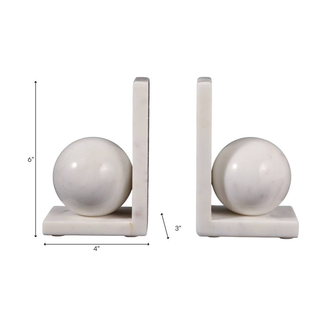 Margot Marble Modern Orb Bookends, 6 in.