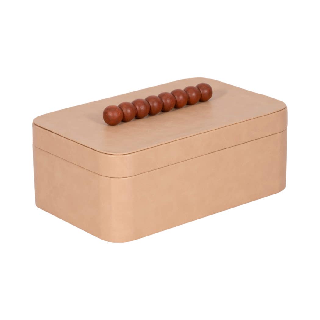 Greta Faux Leather Bead Handle Box, 11 in.