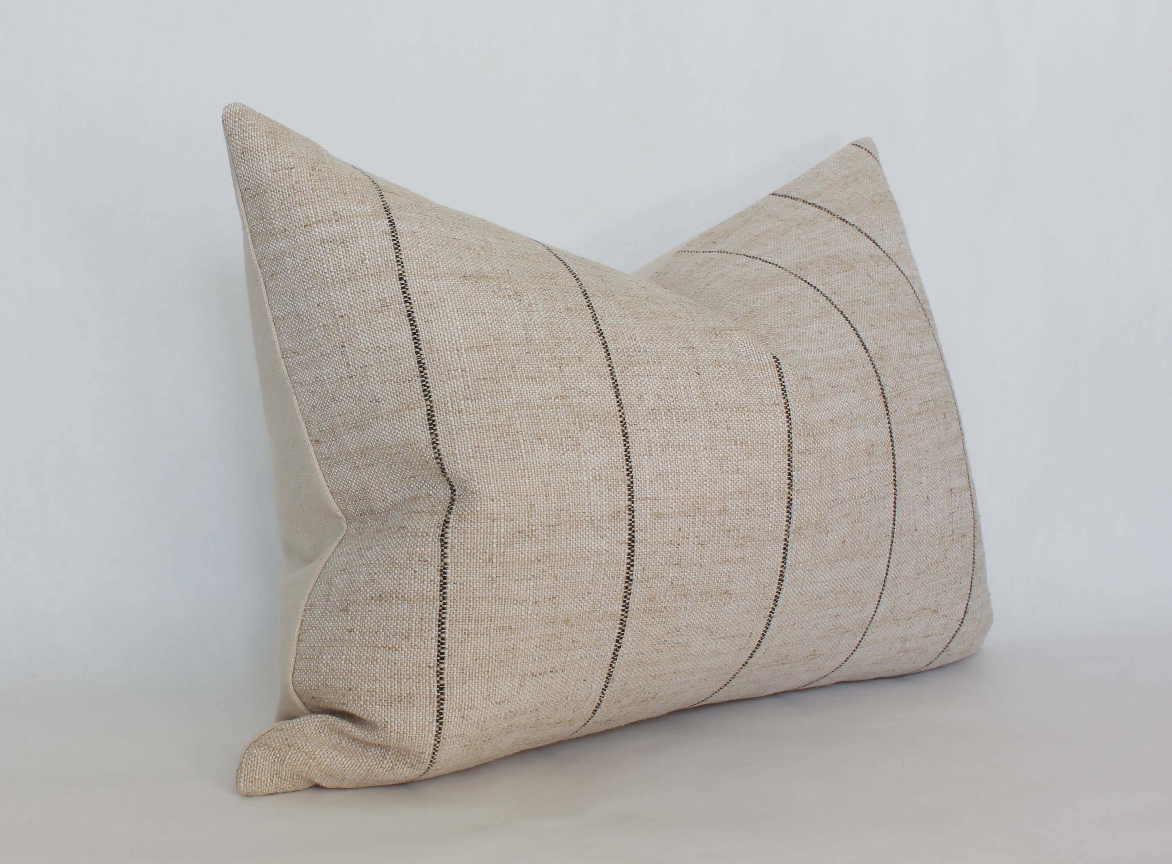 Neutral Striped Pillow Cover, Natural Throw Pillow | Evans: 22x22