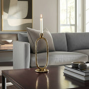 Metal Open Oval Taper Candle Holder - Gold, 10 in.