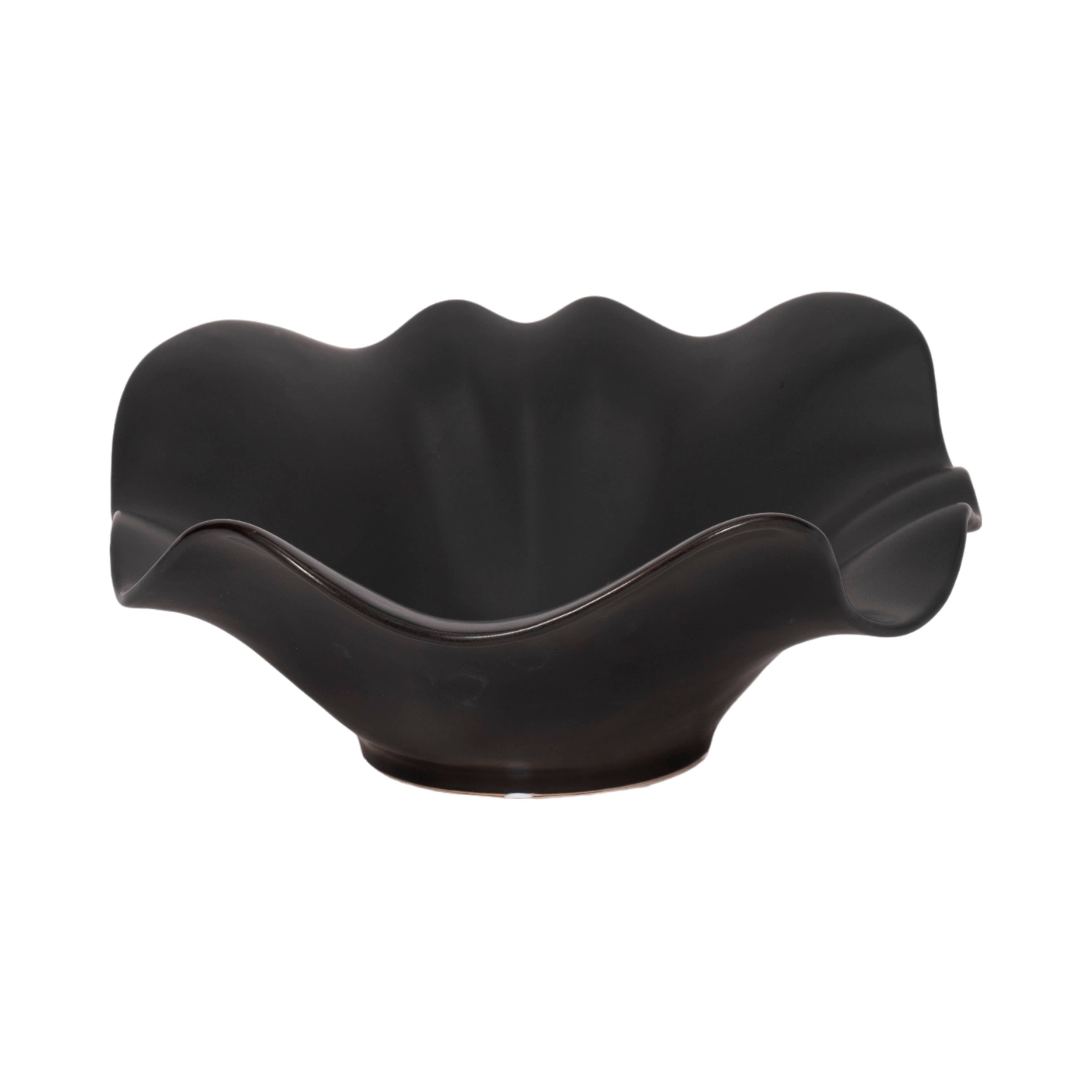 Katelyn Black Ruffled Edge Bowl, 18 in.