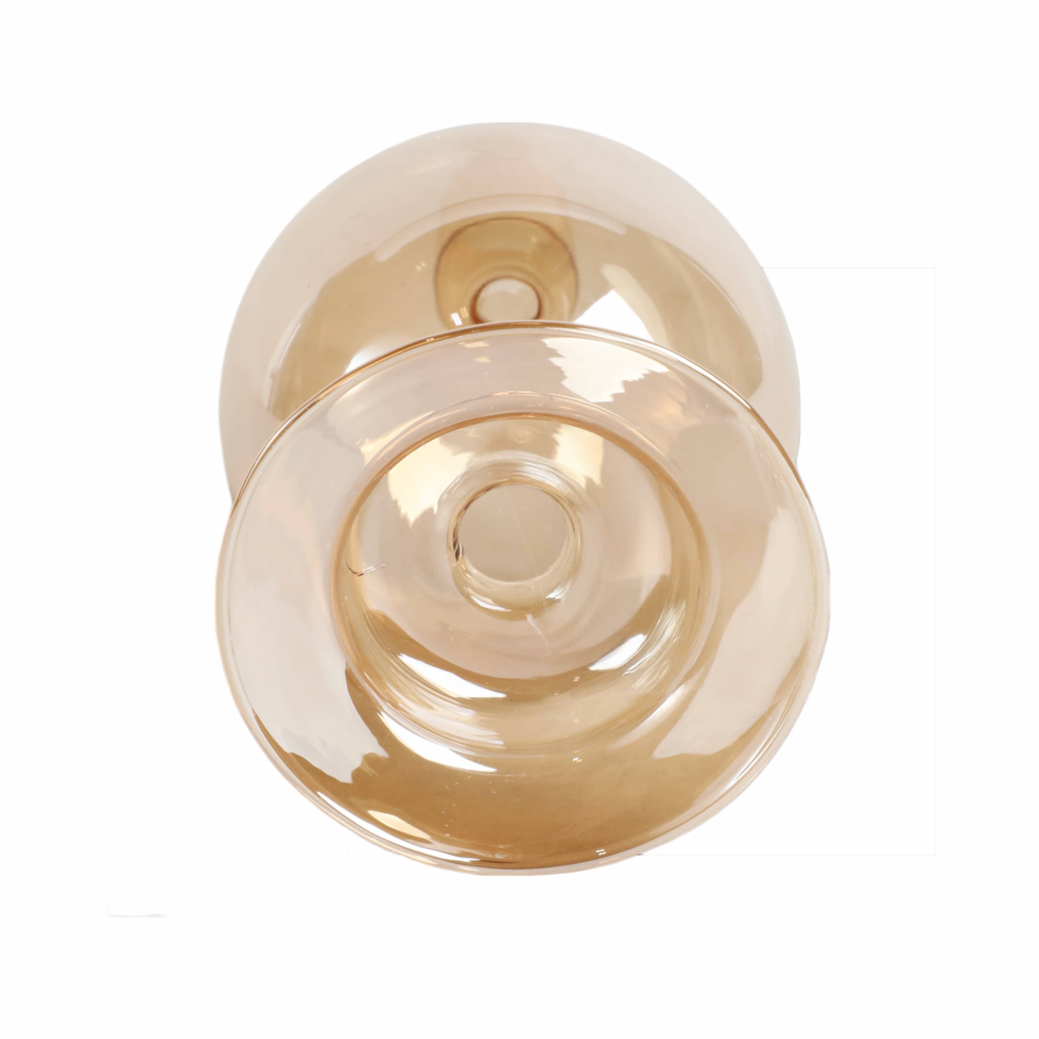 Gold Luster Glass Bubble Candle Holder, 7"