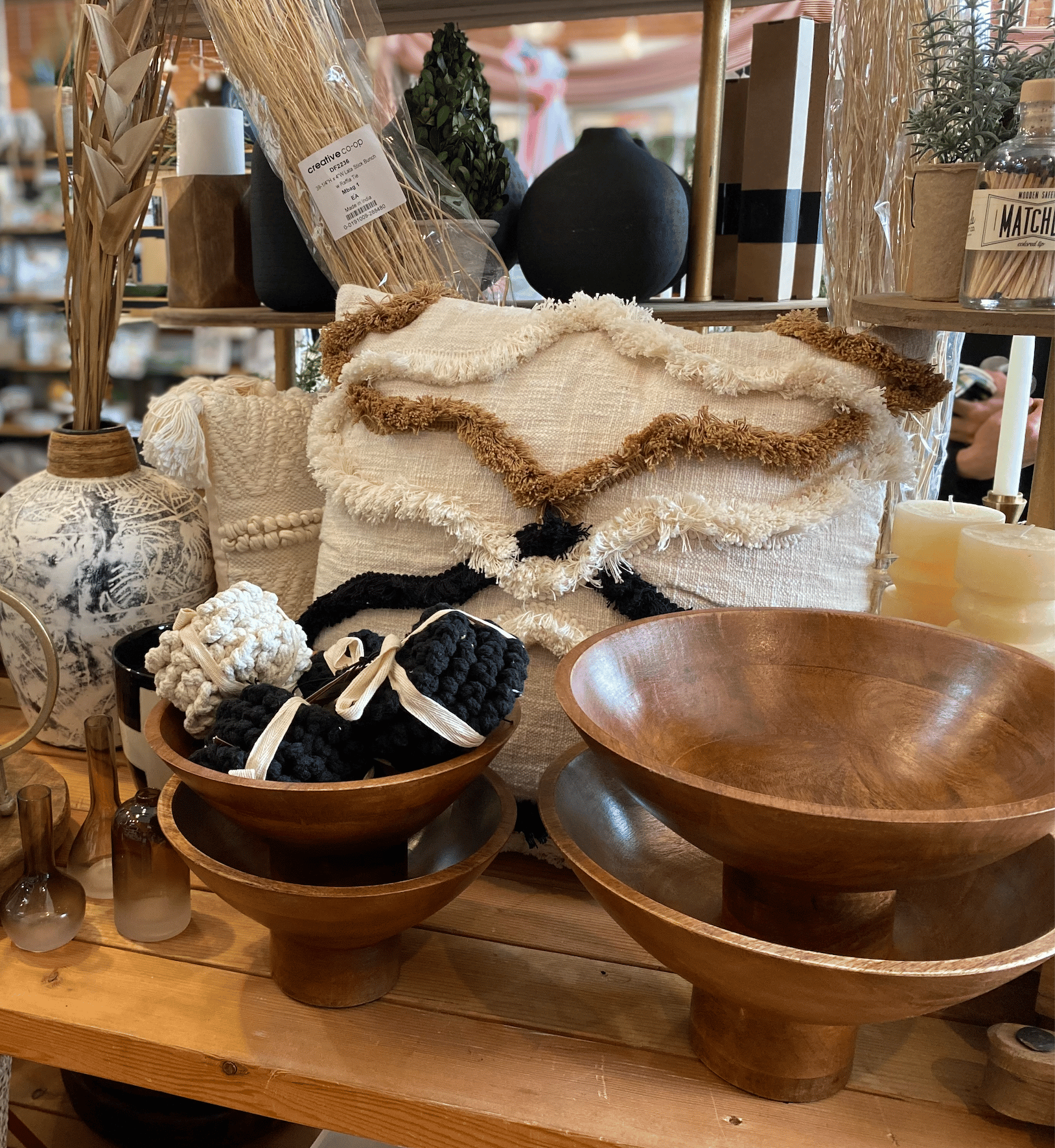 Large Mango Wood Footed Bowl