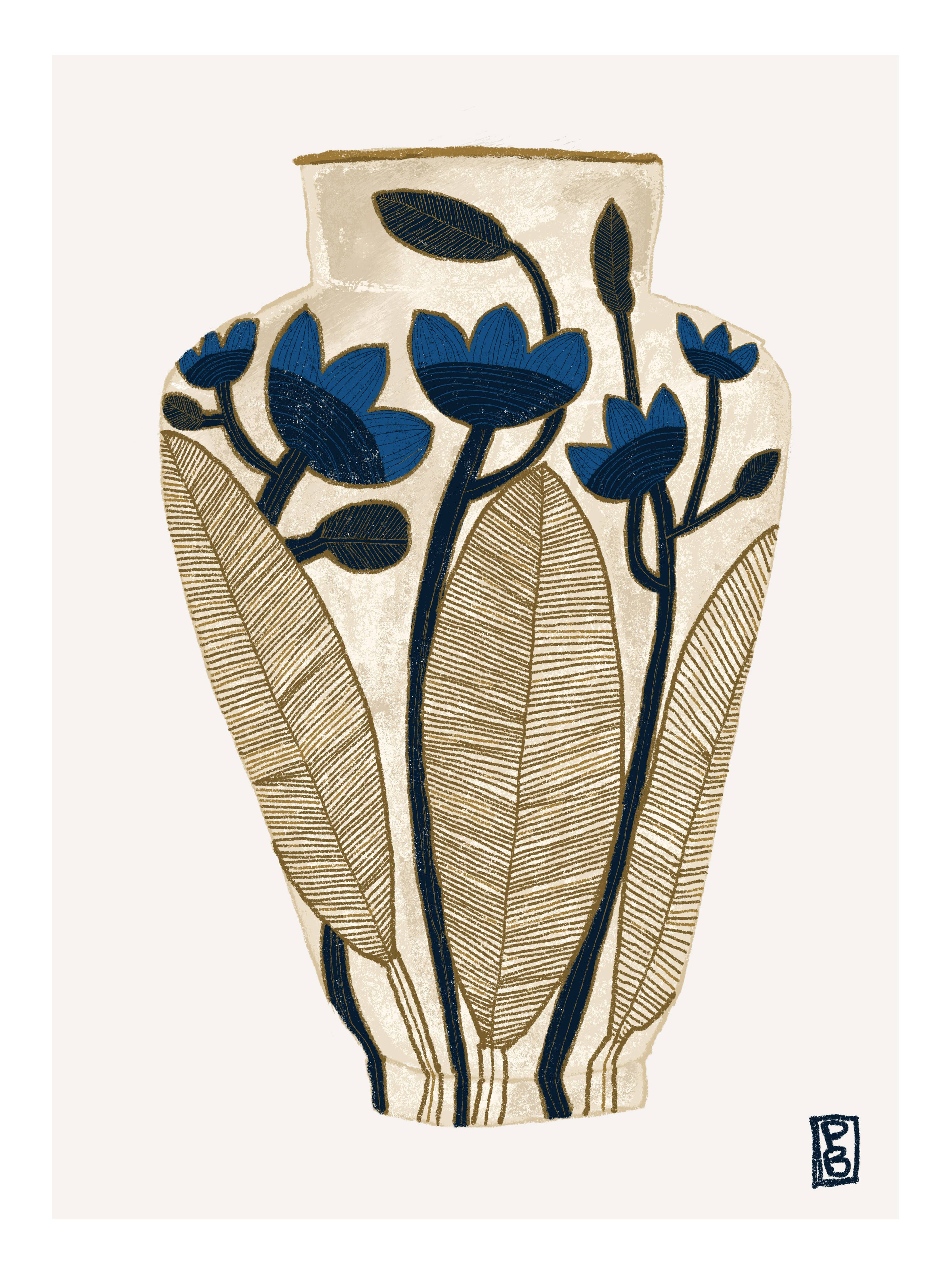 "Floral Vase", Giclée Fine Art Print: Dark Background / 11x14