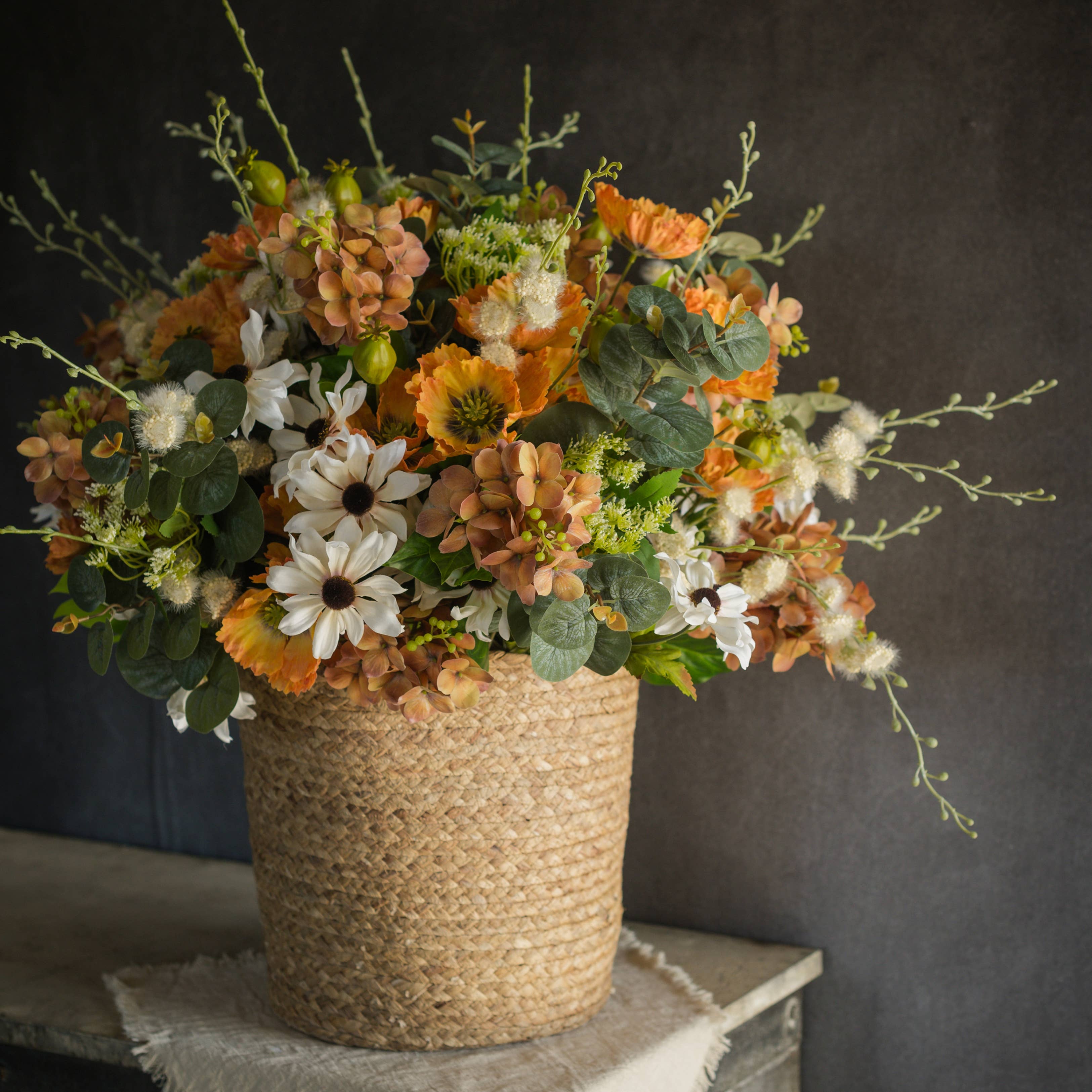 Cream & Green Fuzzy Flower Branch, 39.5"