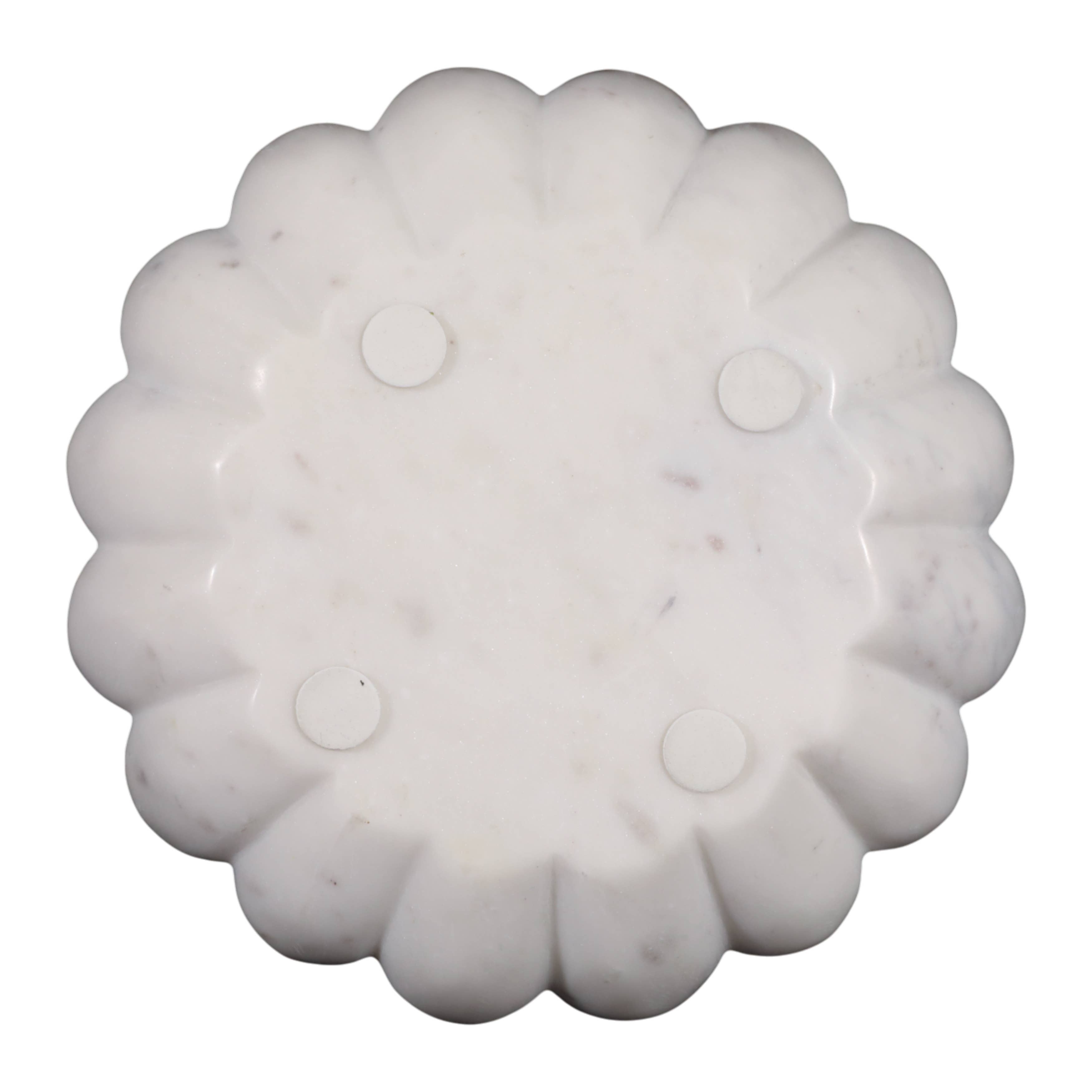 White Marble Veined Shell Bowl, 12"