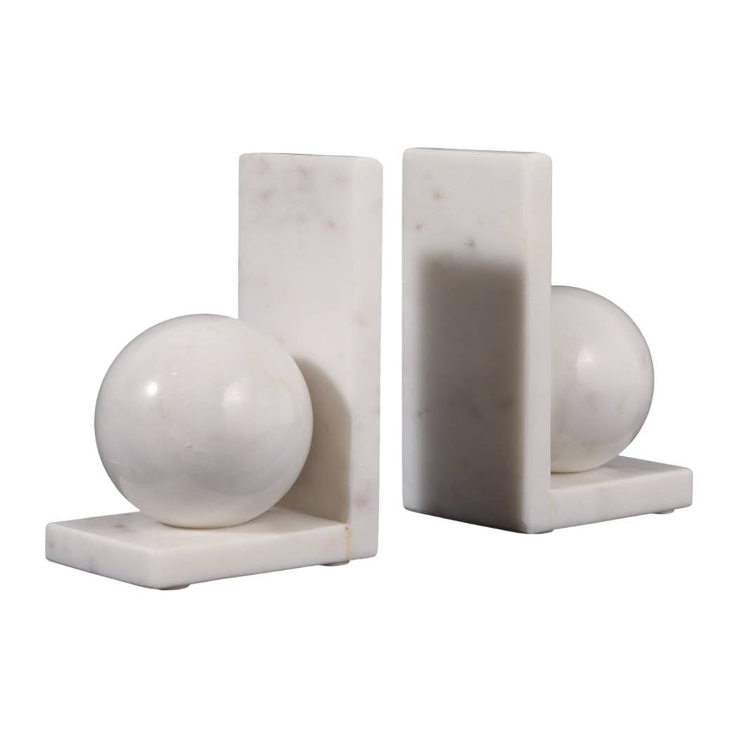 Margot Marble Modern Orb Bookends, 6 in.