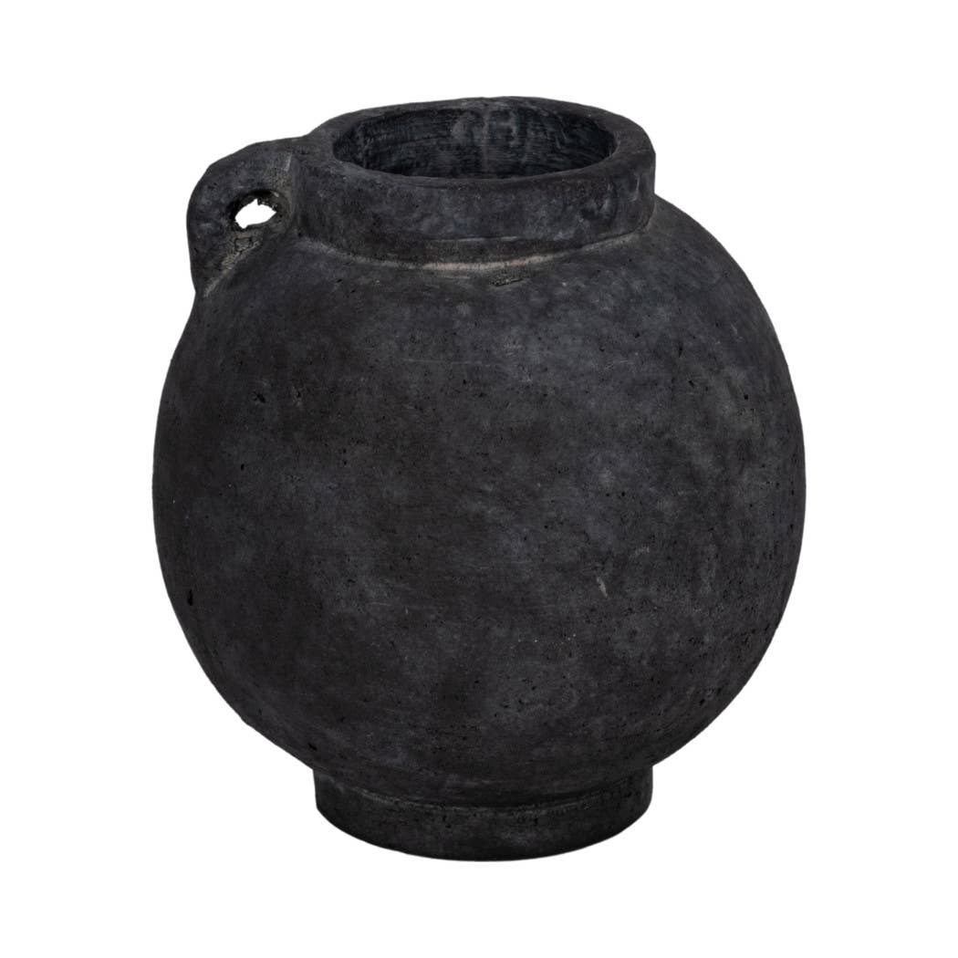 Brianna Bulbous Handle Vase - Black, 7 in.