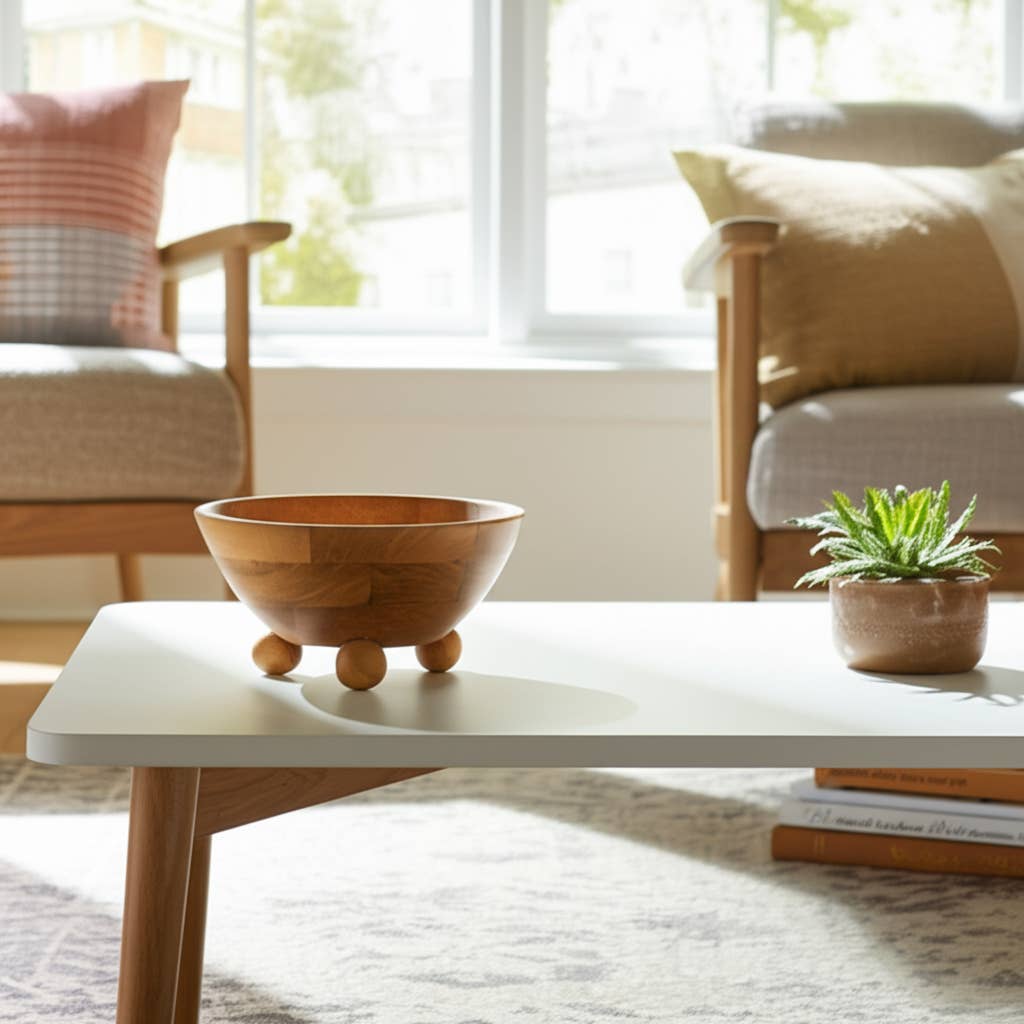 Mango Wood Bowl with Rounded Feet, 12"