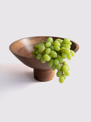 Large Mango Wood Footed Bowl
