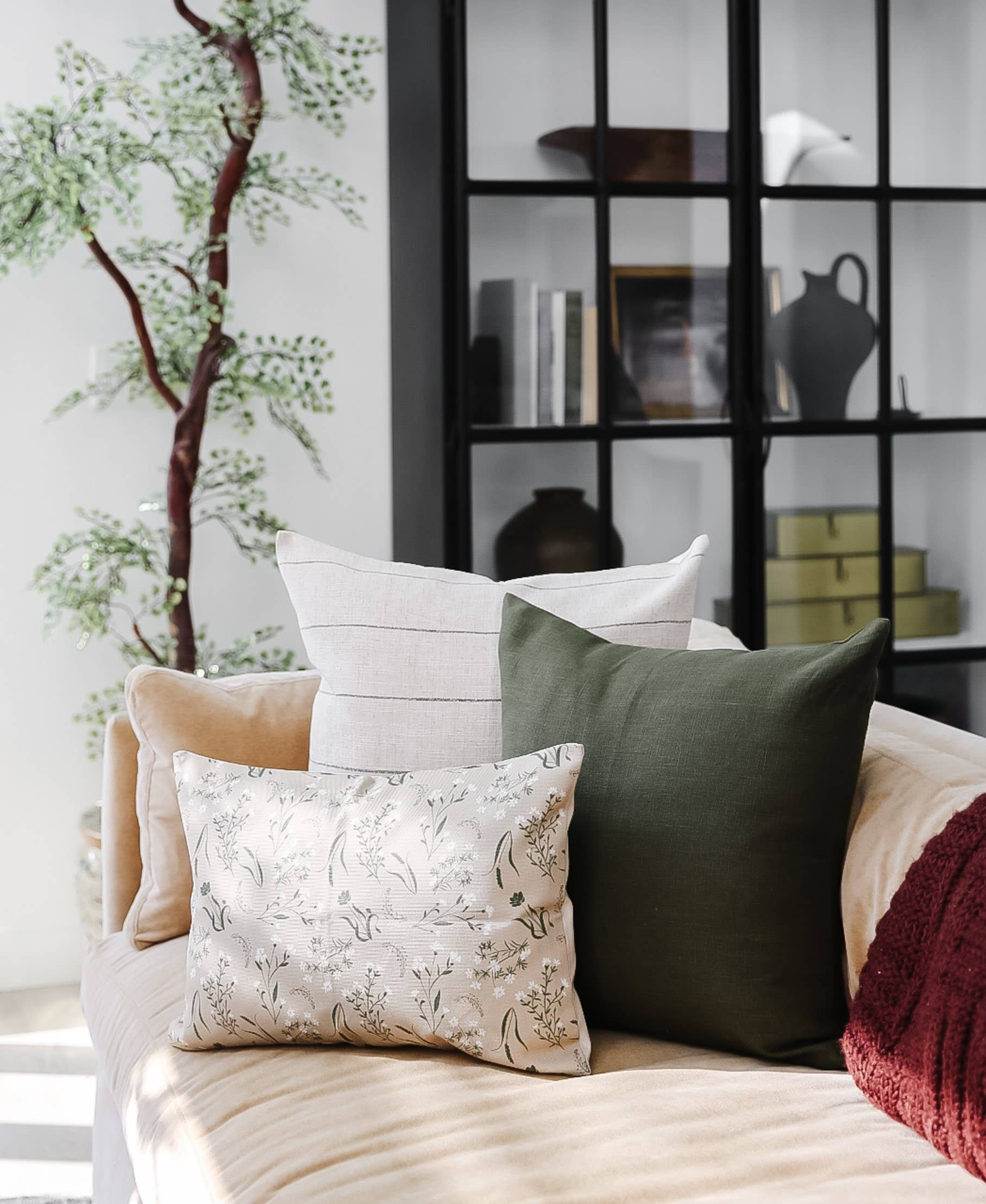 Neutral Striped Pillow Cover, Natural Throw Pillow | Evans: 12x20