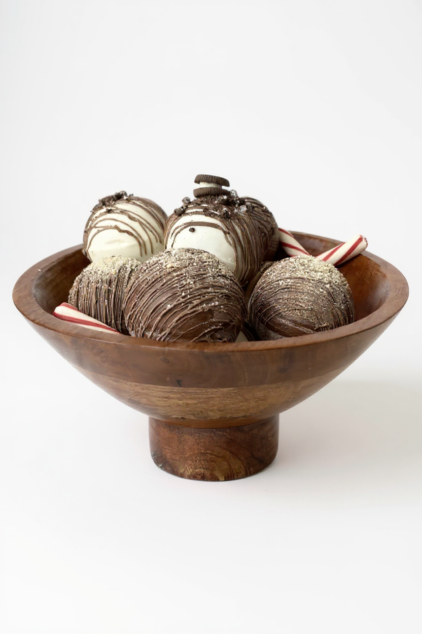 Large Mango Wood Footed Bowl