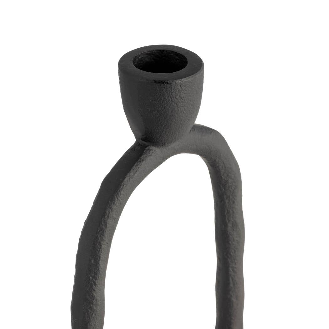 Metal Open Oval Base Taper Candle Holder - Black, 11 in.