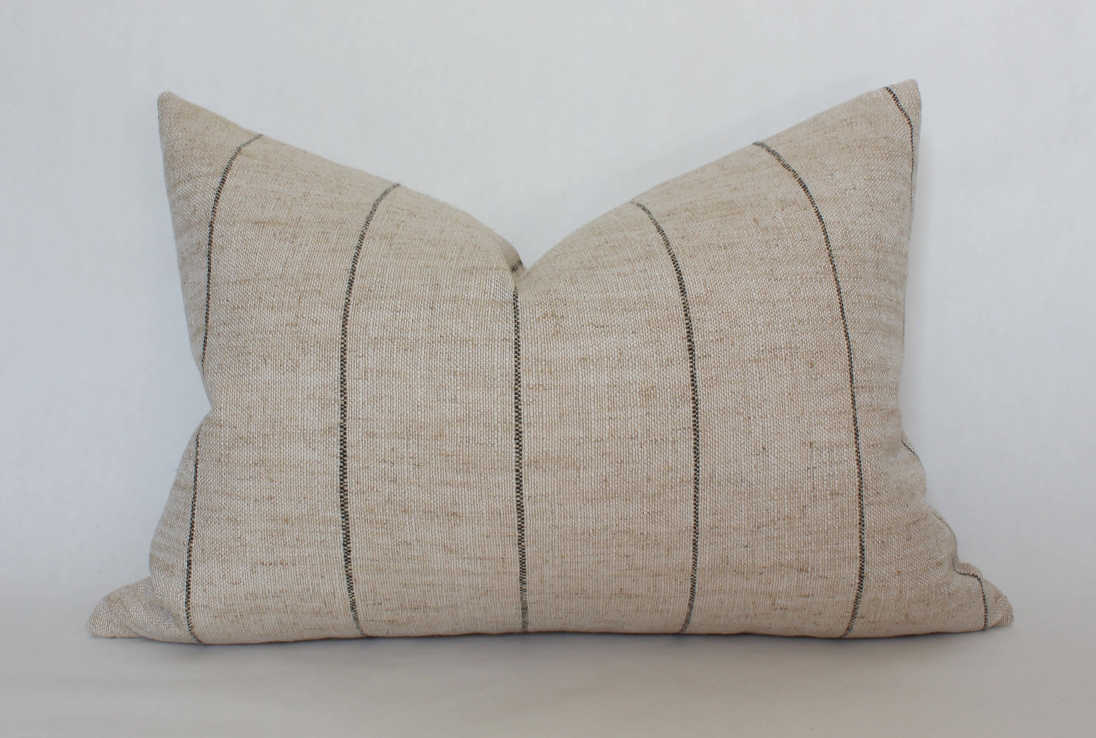 Neutral Striped Pillow Cover, Natural Throw Pillow | Evans: 12x20