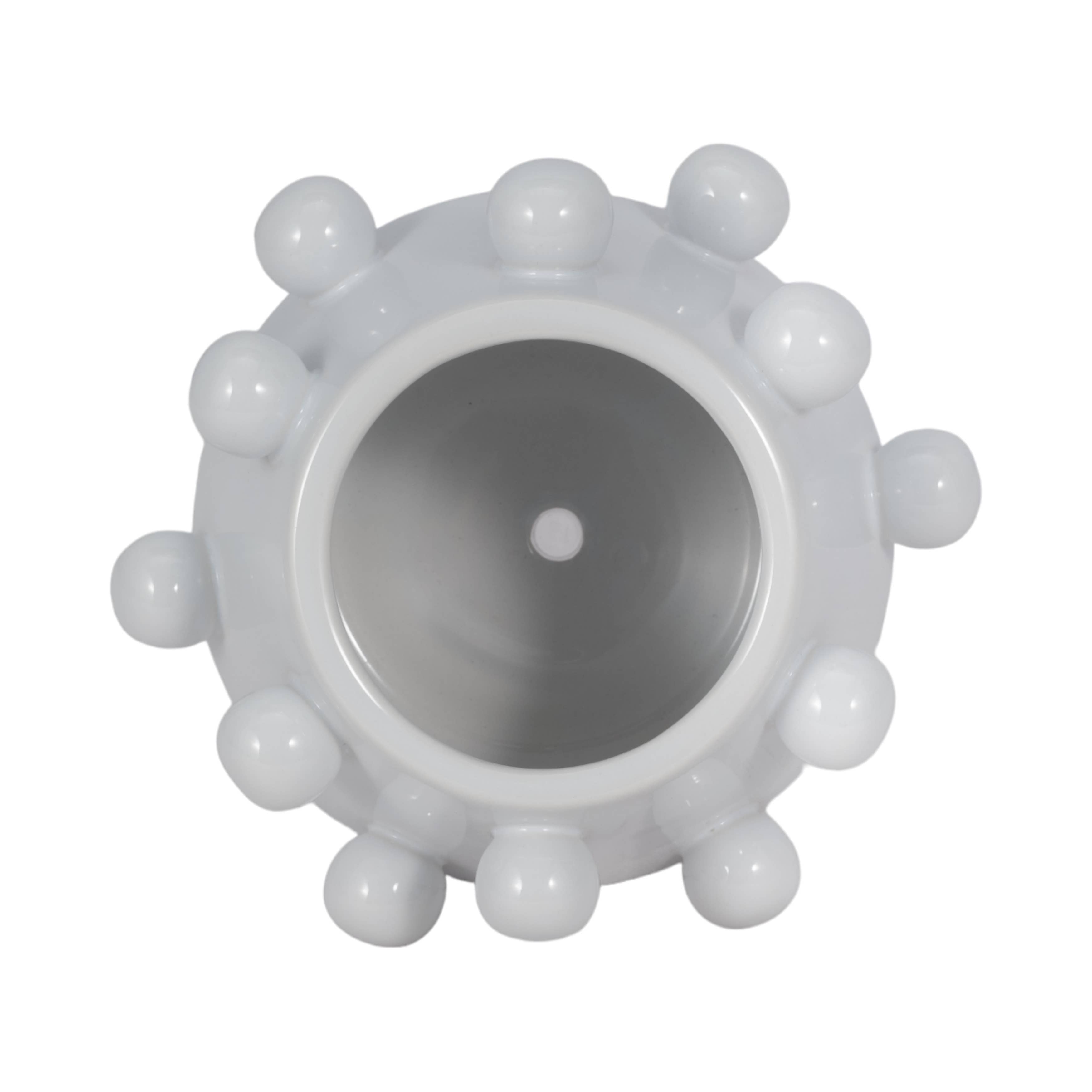 White Ceramic Tapered Bubble Planter, 8"
