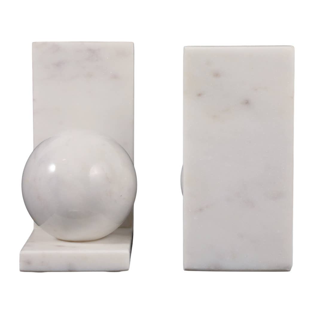 Margot Marble Modern Orb Bookends, 6 in.