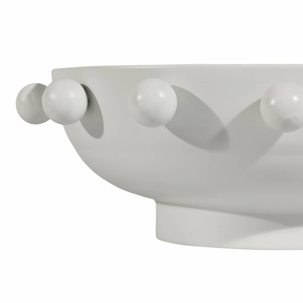 White Iron/Fir Wood Hobnail - Decorative Bowl, 11"
