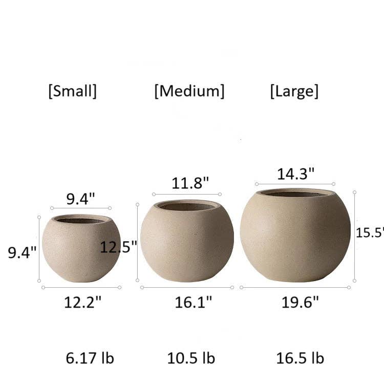 Round Magnesium Clay Planter: Beige / Medium