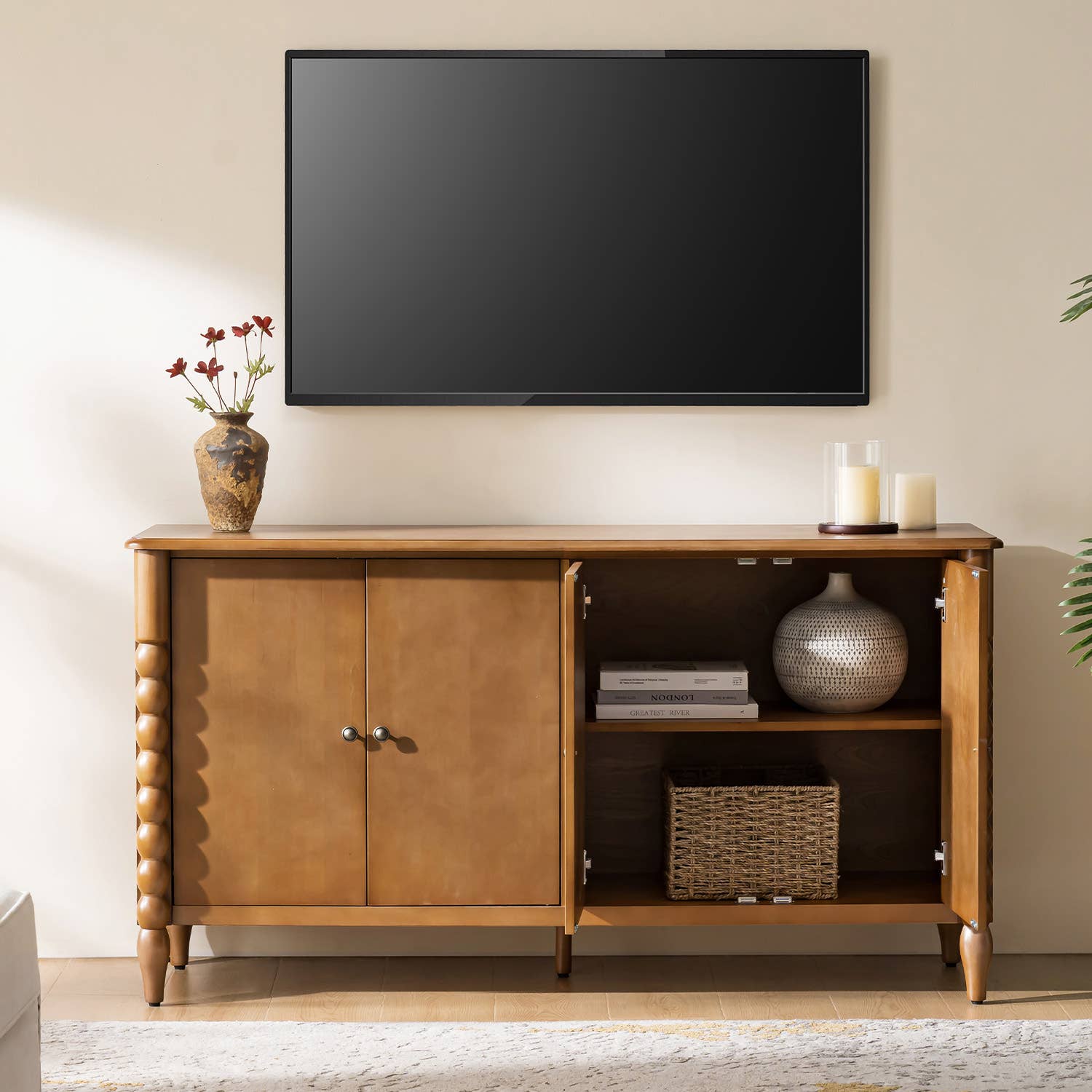 Alex 4-Door Sideboard: Teak