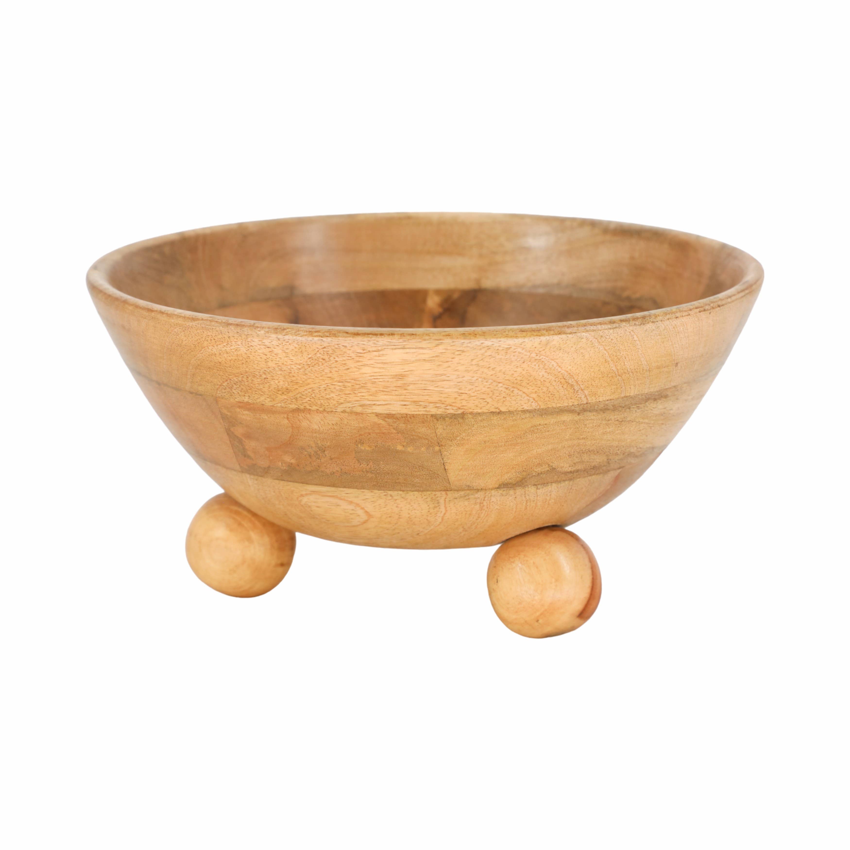 Mango Wood Bowl with Rounded Feet, 12"
