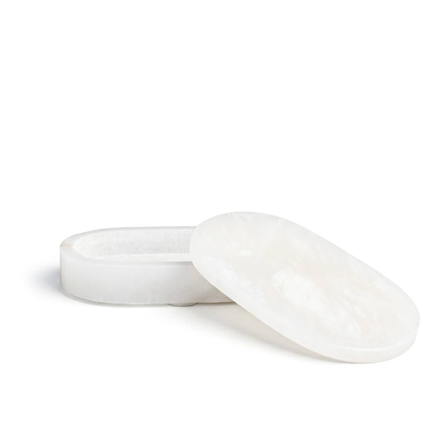 White Alabaster Oval Display Box, 7"x4"x1.5"
