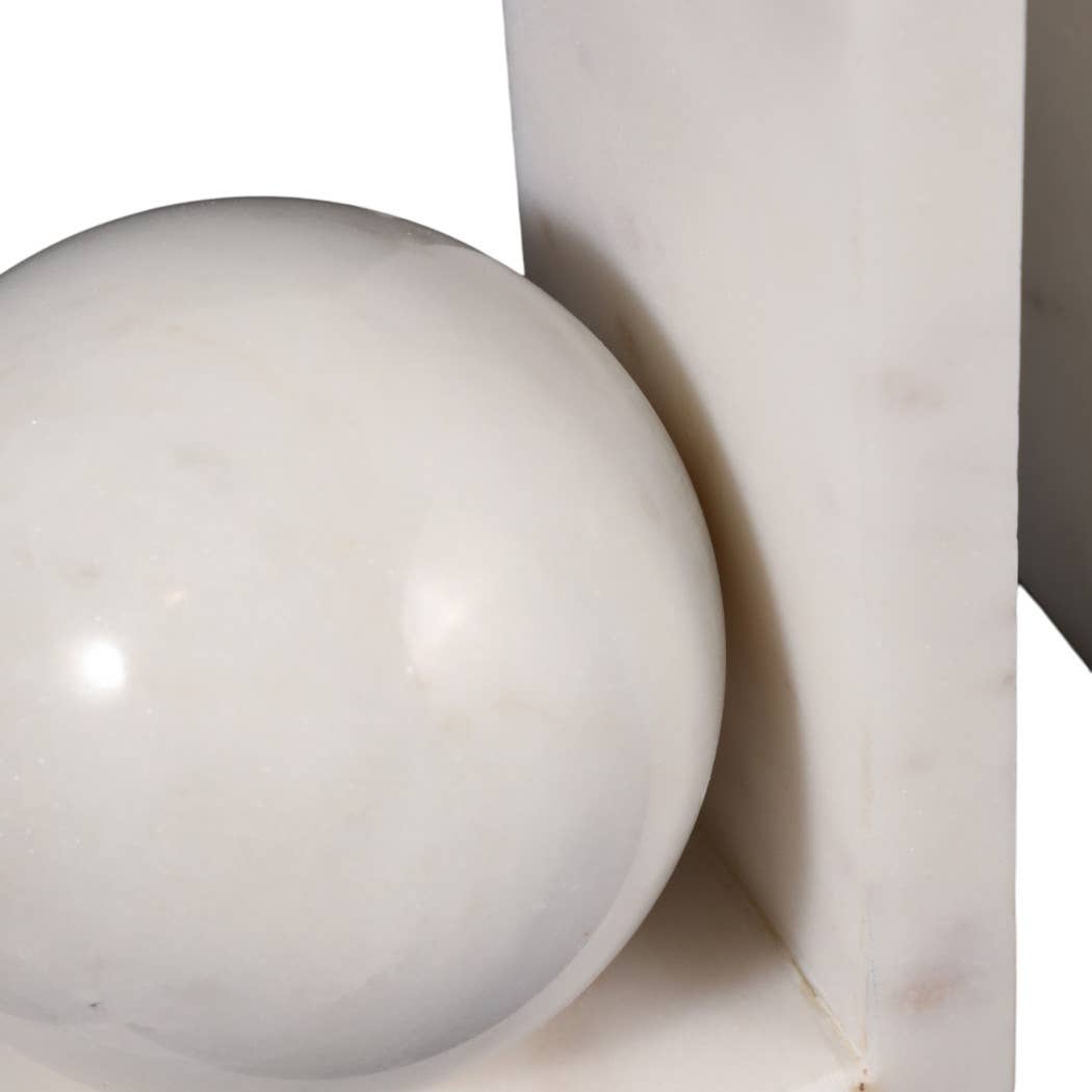 Margot Marble Modern Orb Bookends, 6 in.