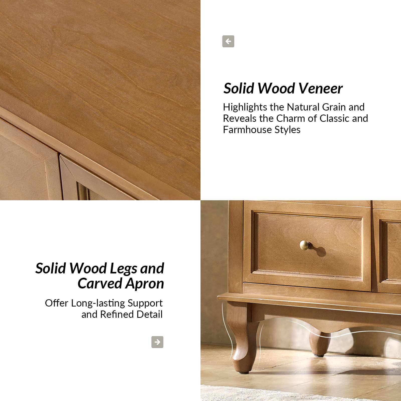 Aggie 58" Wide 4 door Sideboard: Acorn