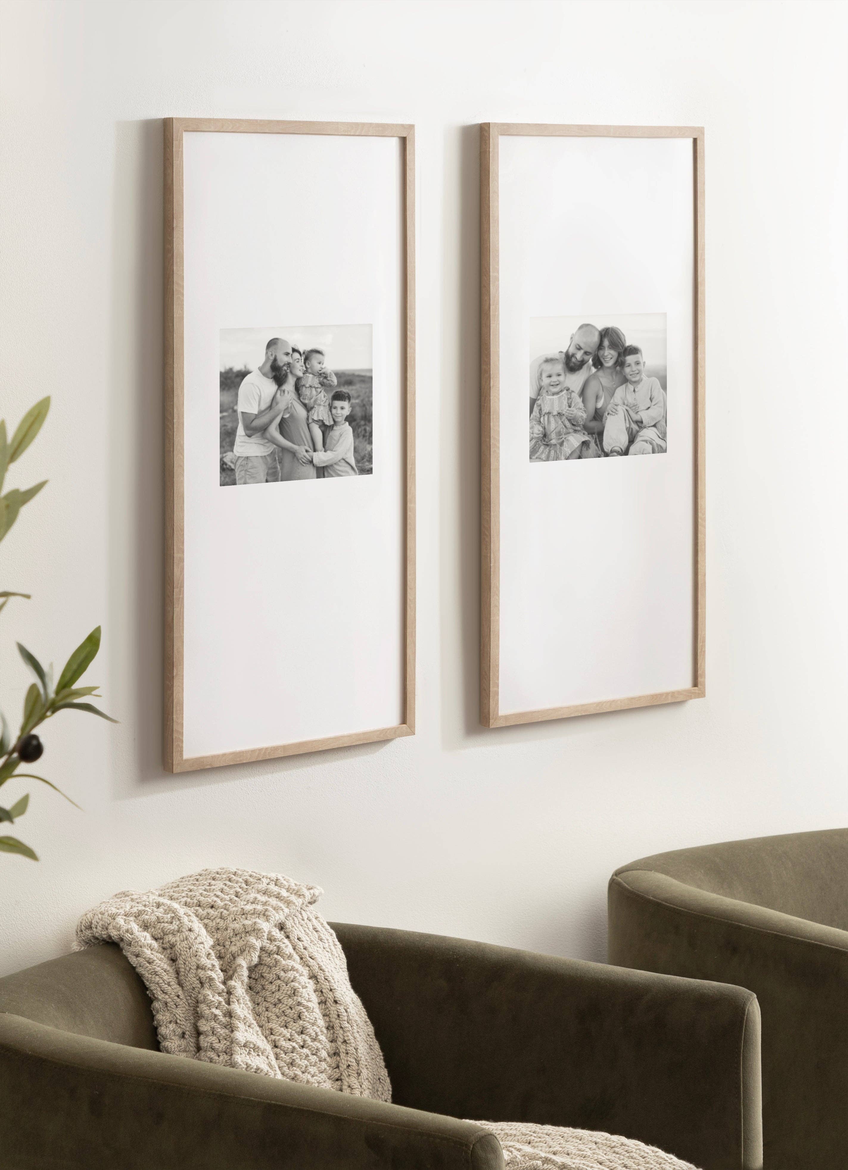 Gallery Photo Frame Set: Natural / 14x30 matted to 8x10
