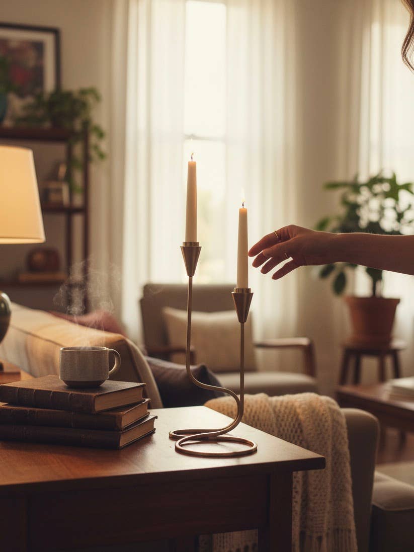 Gold Loop Taper Candle Holder