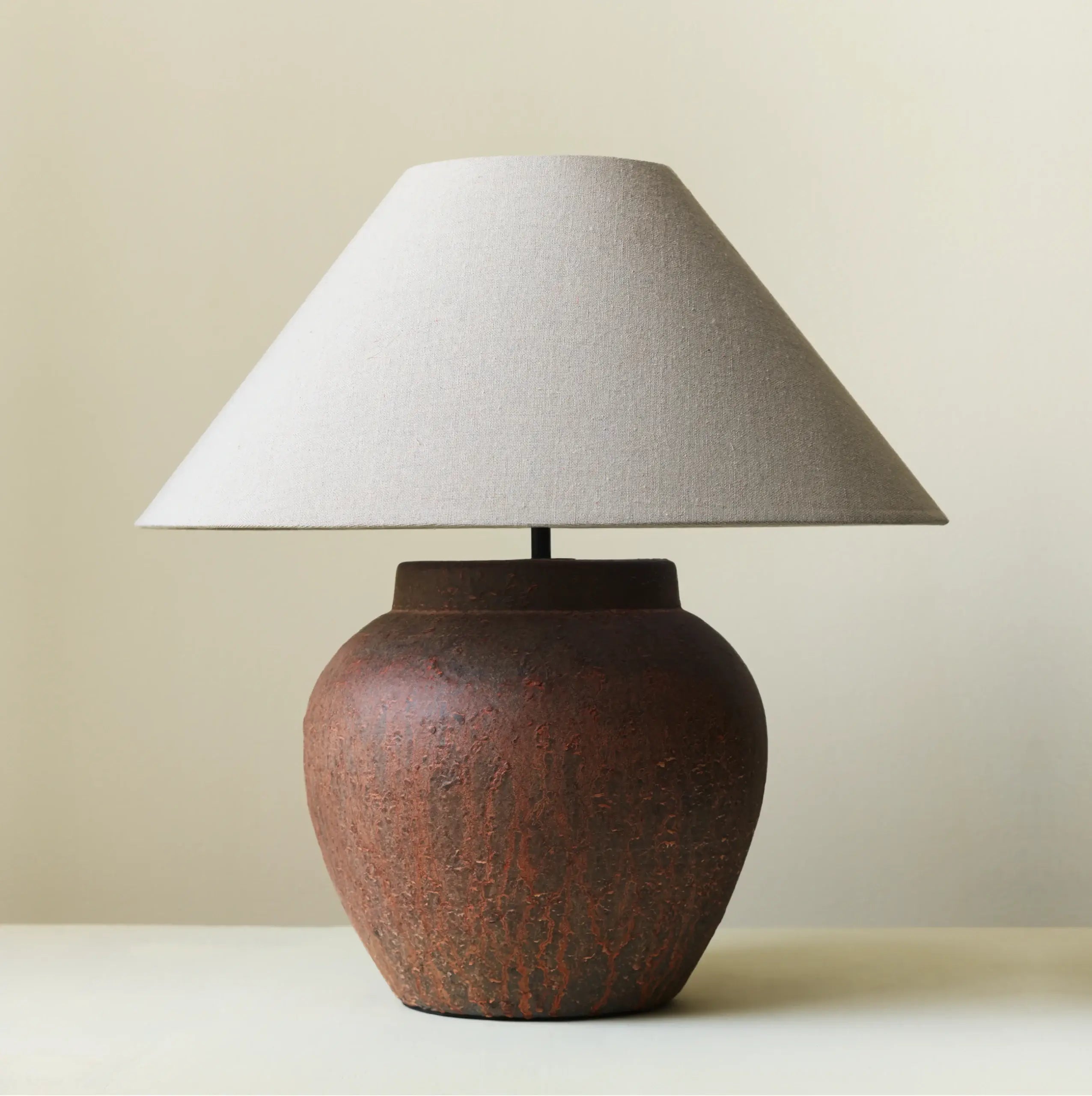 Verstroodt Large Textured Ancient Ceramic Wabi-SabiTable Lamp