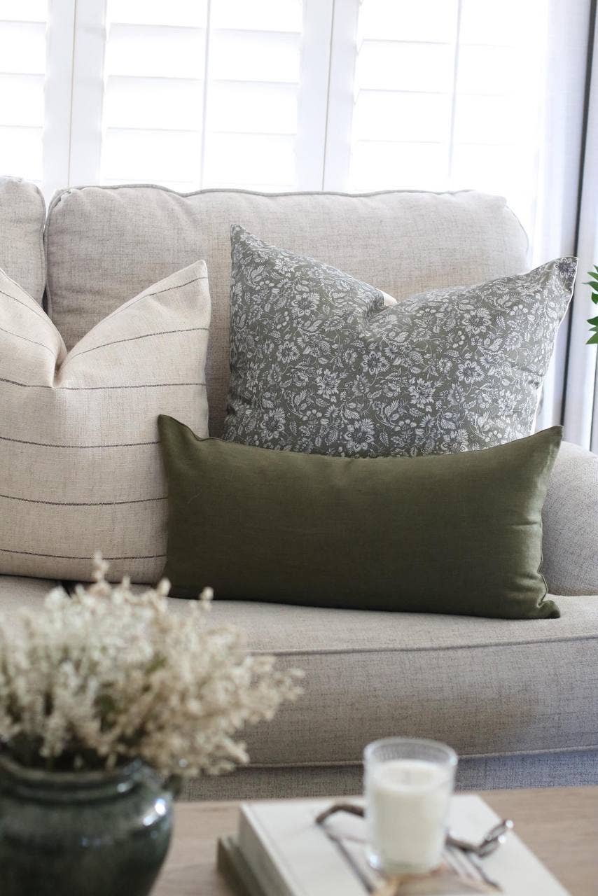 Neutral Striped Pillow Cover, Natural Throw Pillow | Evans: 22x22